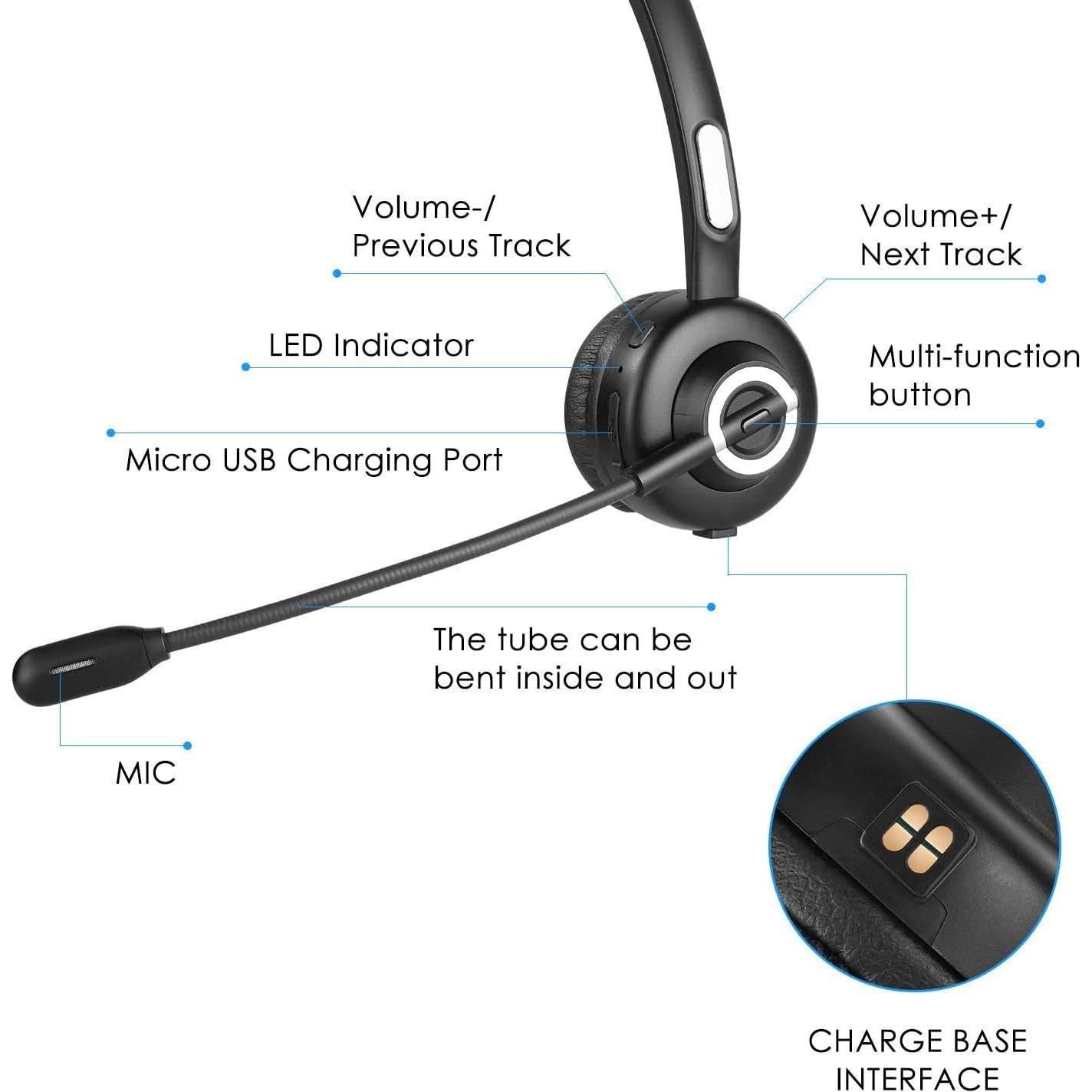 Auricular Inalámbrico Bluetooth EMHFLYFN 50064 con Micrófono