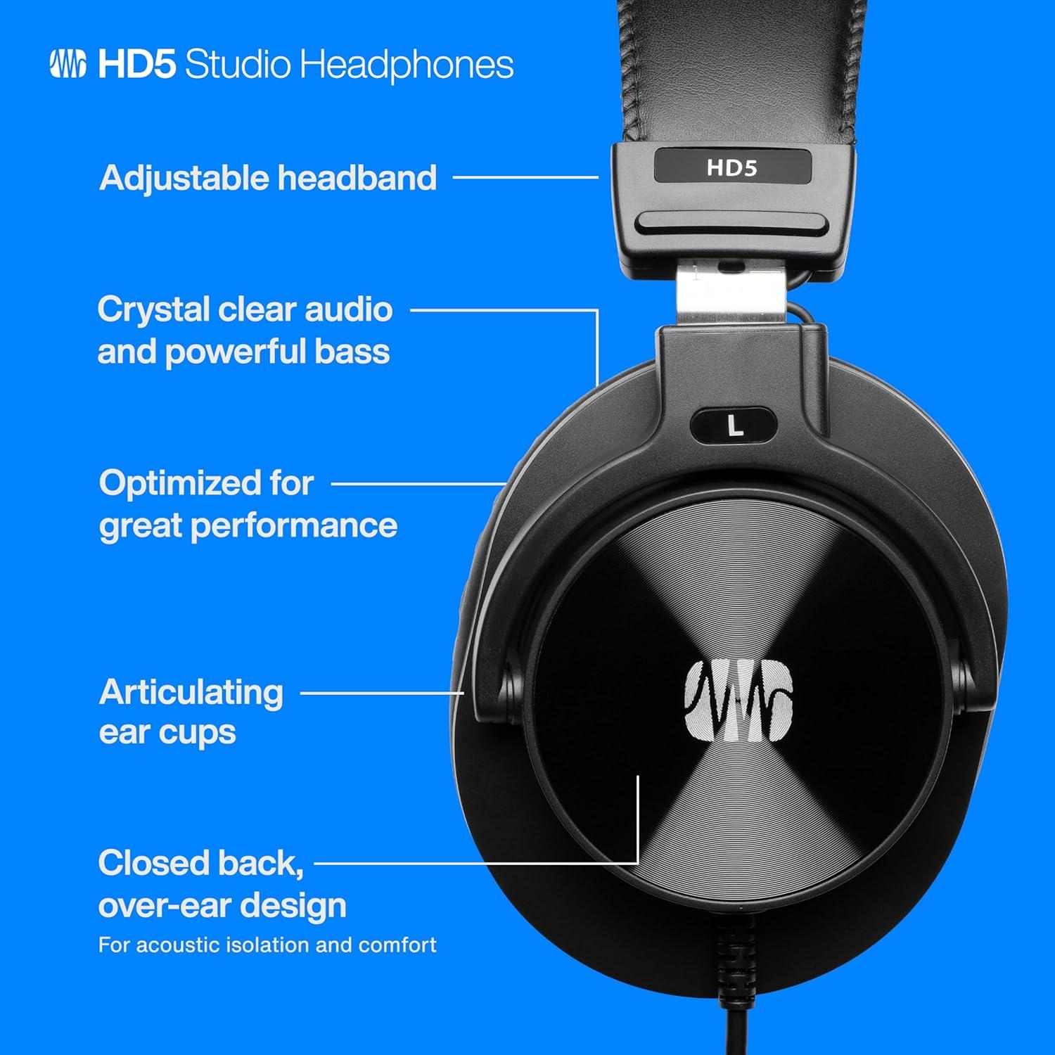 Auriculares PreSonus HD5 Cerrados 50mm 15Hz-25kHz con Cable