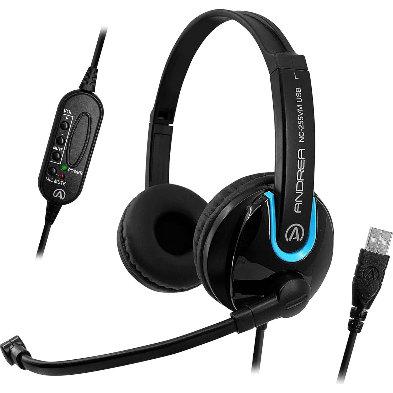 Auriculares Estéreo USB Andrea NC-255VM con Micrófono NC