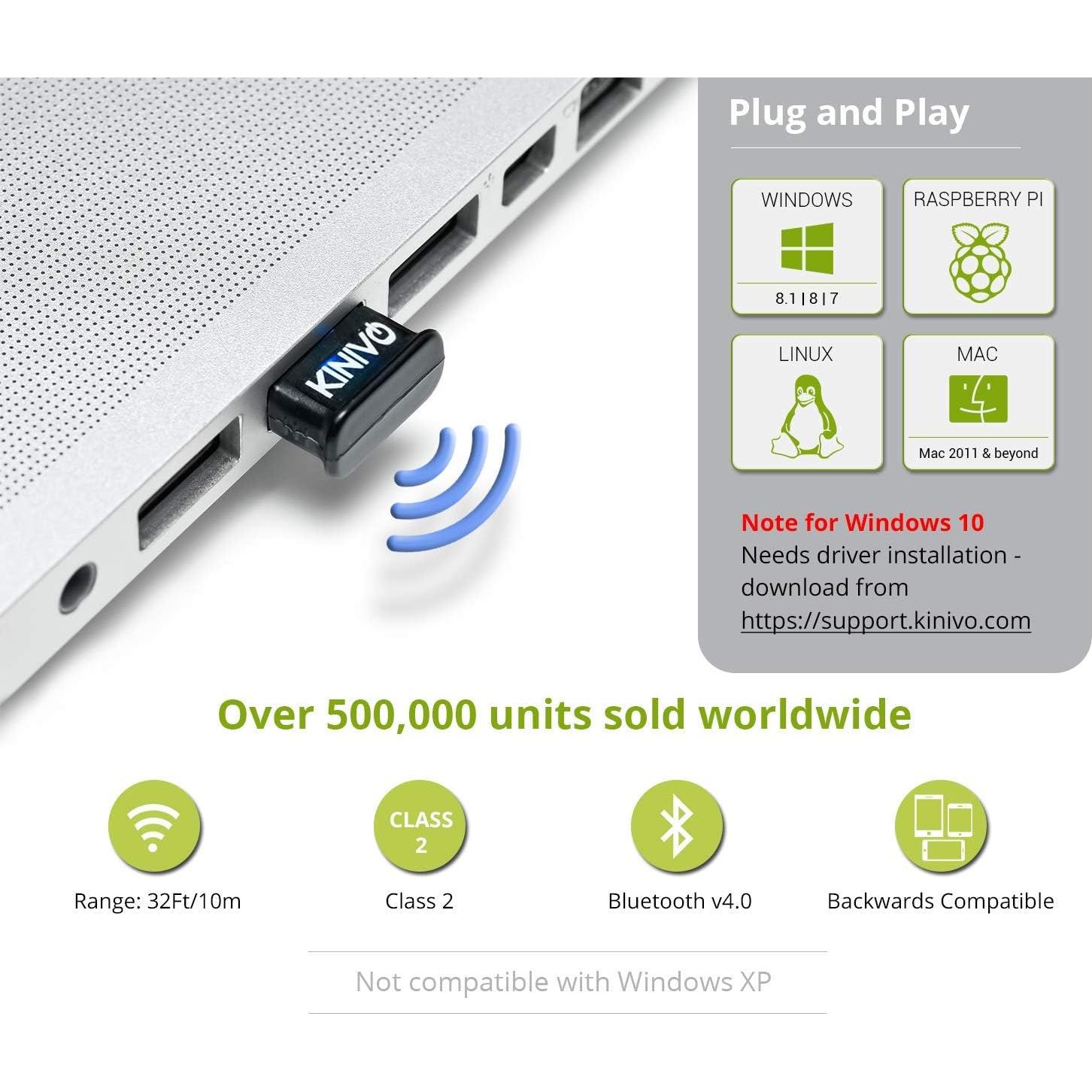 Auriculares Estéreo Bluetooth Kinivo BTH220 + Adaptador USB BTD-400