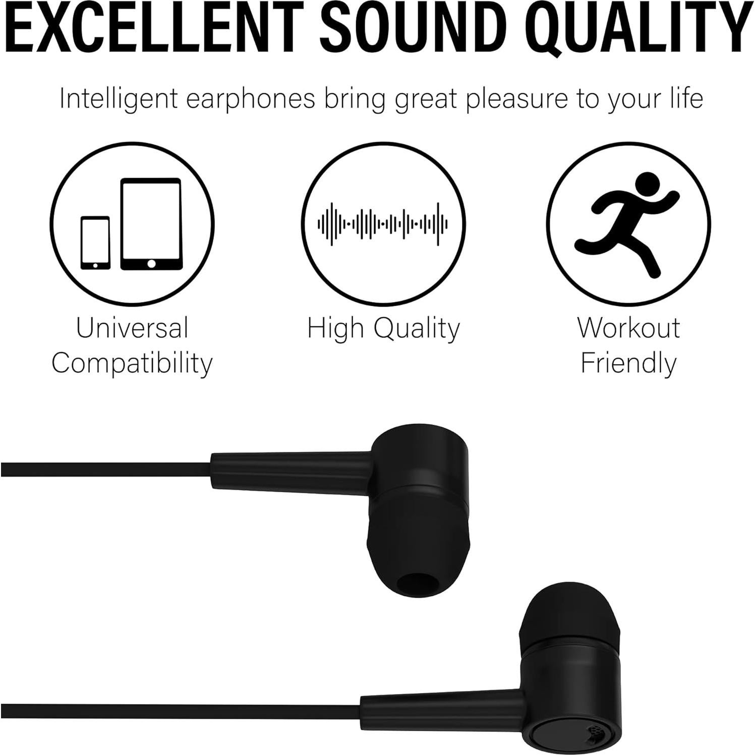 Auriculares In-ear Maeline con Micrófono - Paquete de 30 - Negro
