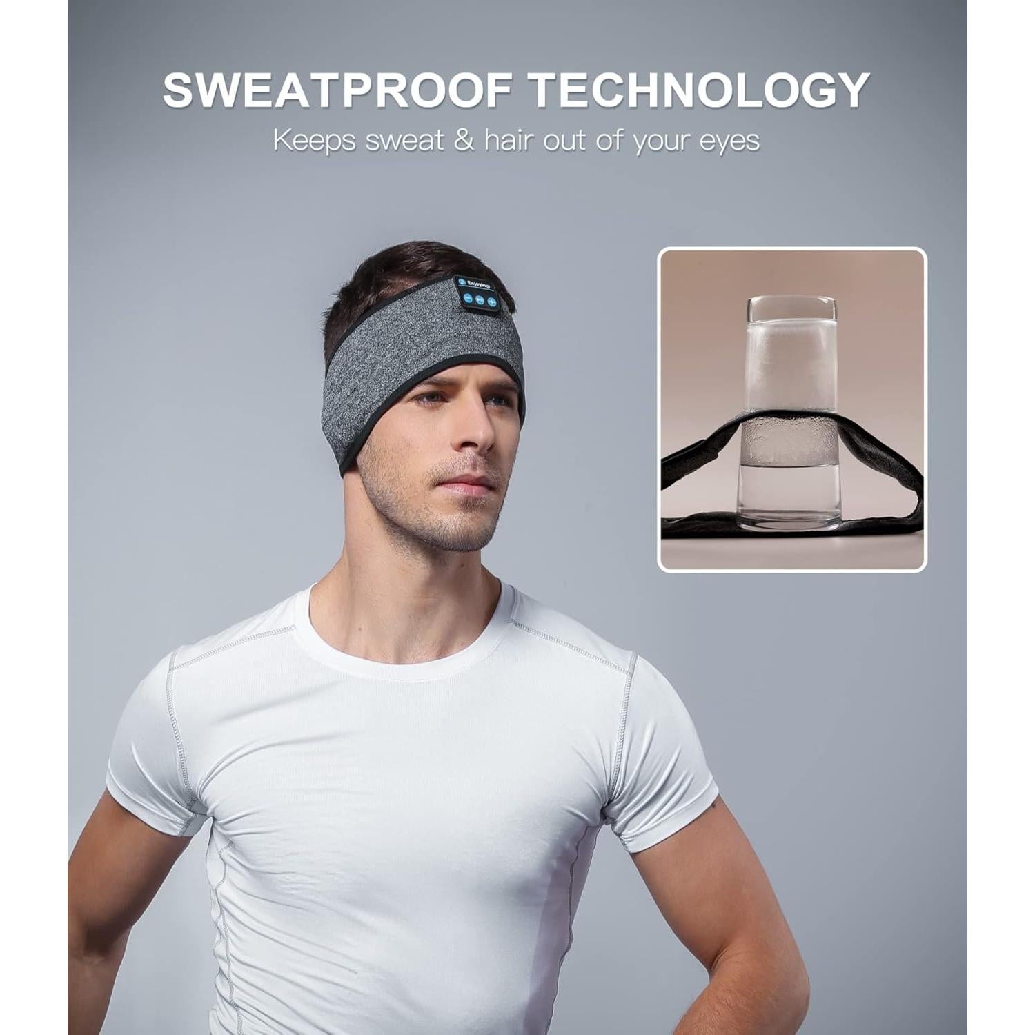 Diadema Bluetooth para Dormir Disfrutando - Cancelación de Ruido, 10h Batería, Unisex, Negro y Gris