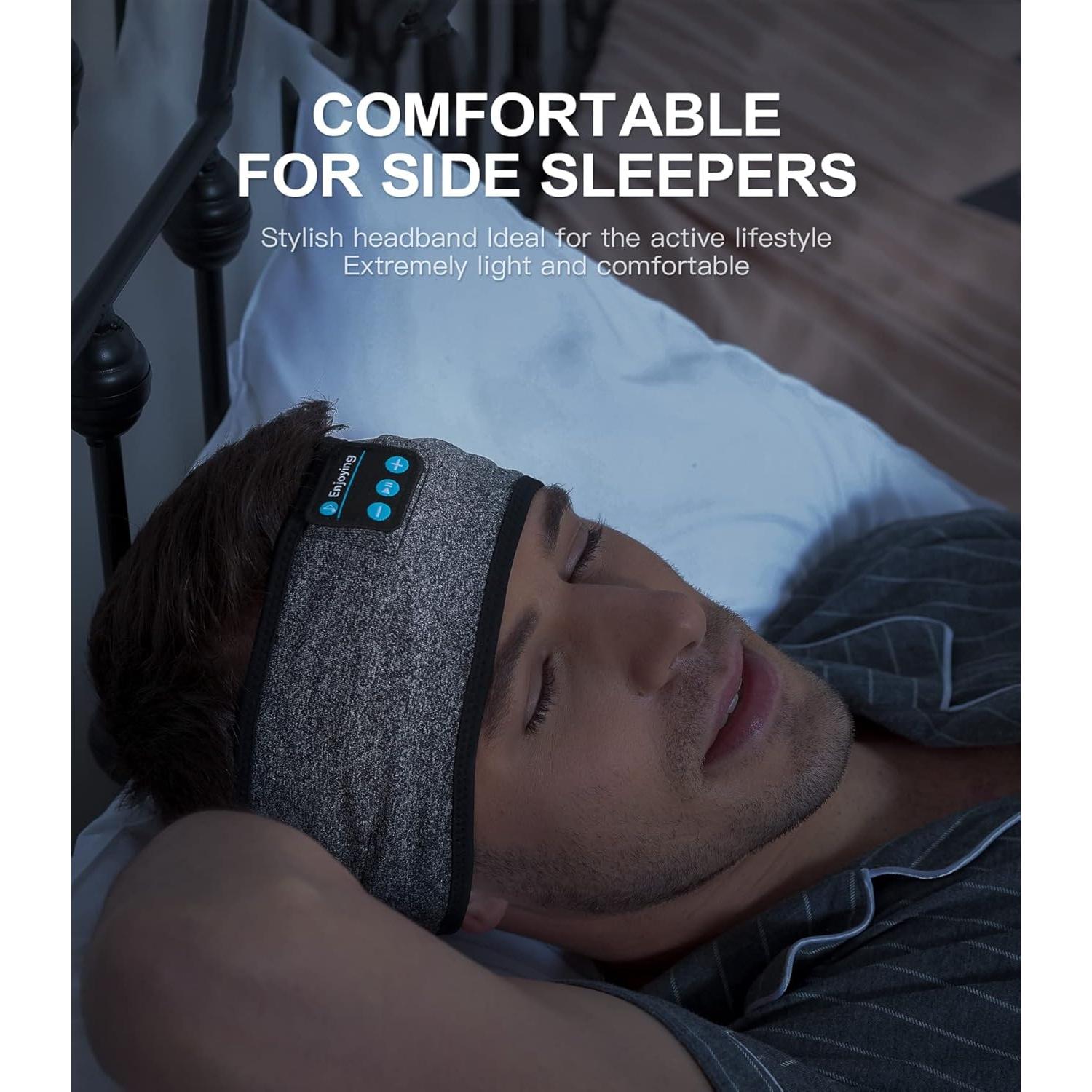 Diadema Bluetooth para Dormir Disfrutando - Cancelación de Ruido, 10h Batería, Unisex, Negro y Gris