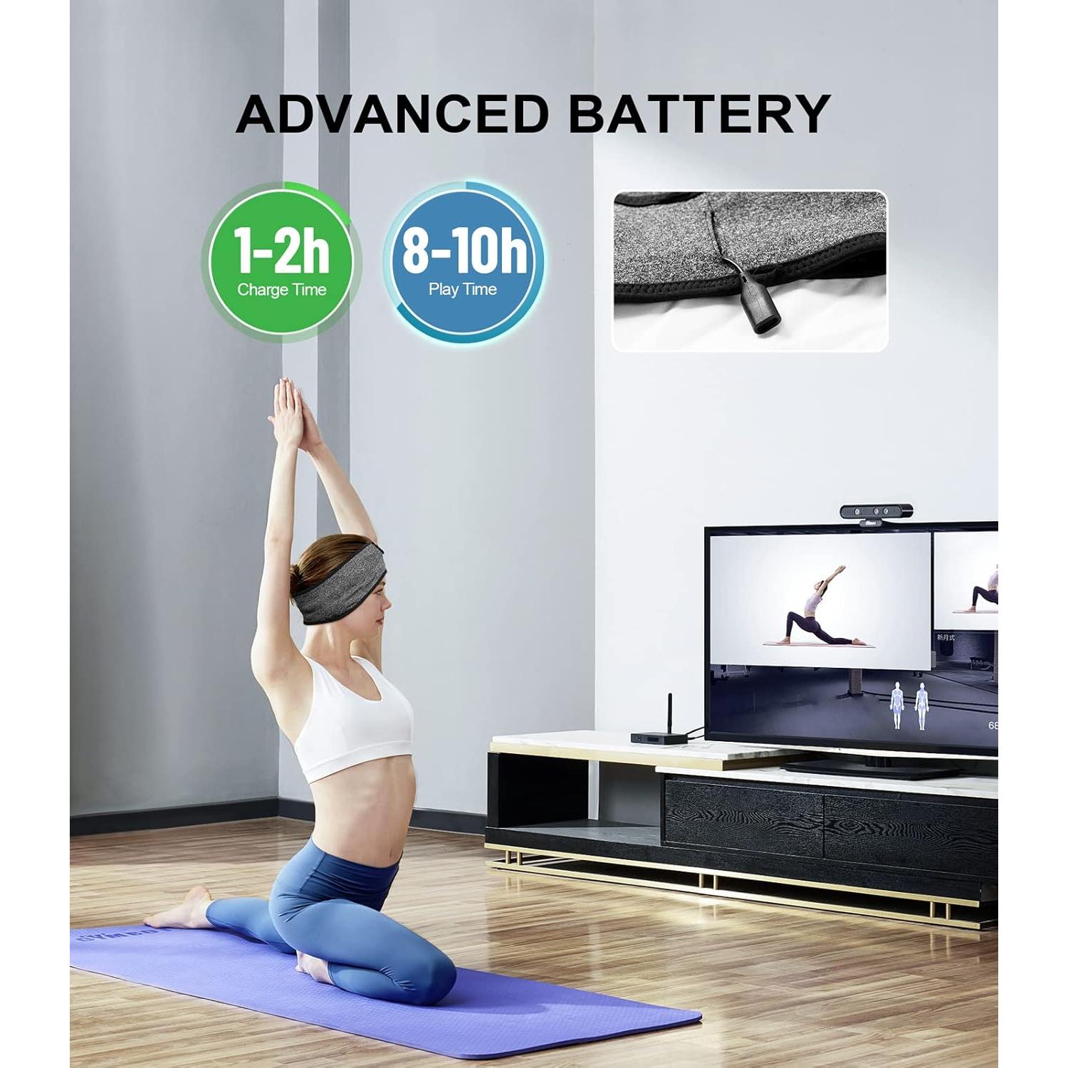 Diadema Bluetooth para Dormir Disfrutando - Cancelación de Ruido, 10h Batería, Unisex, Negro y Gris