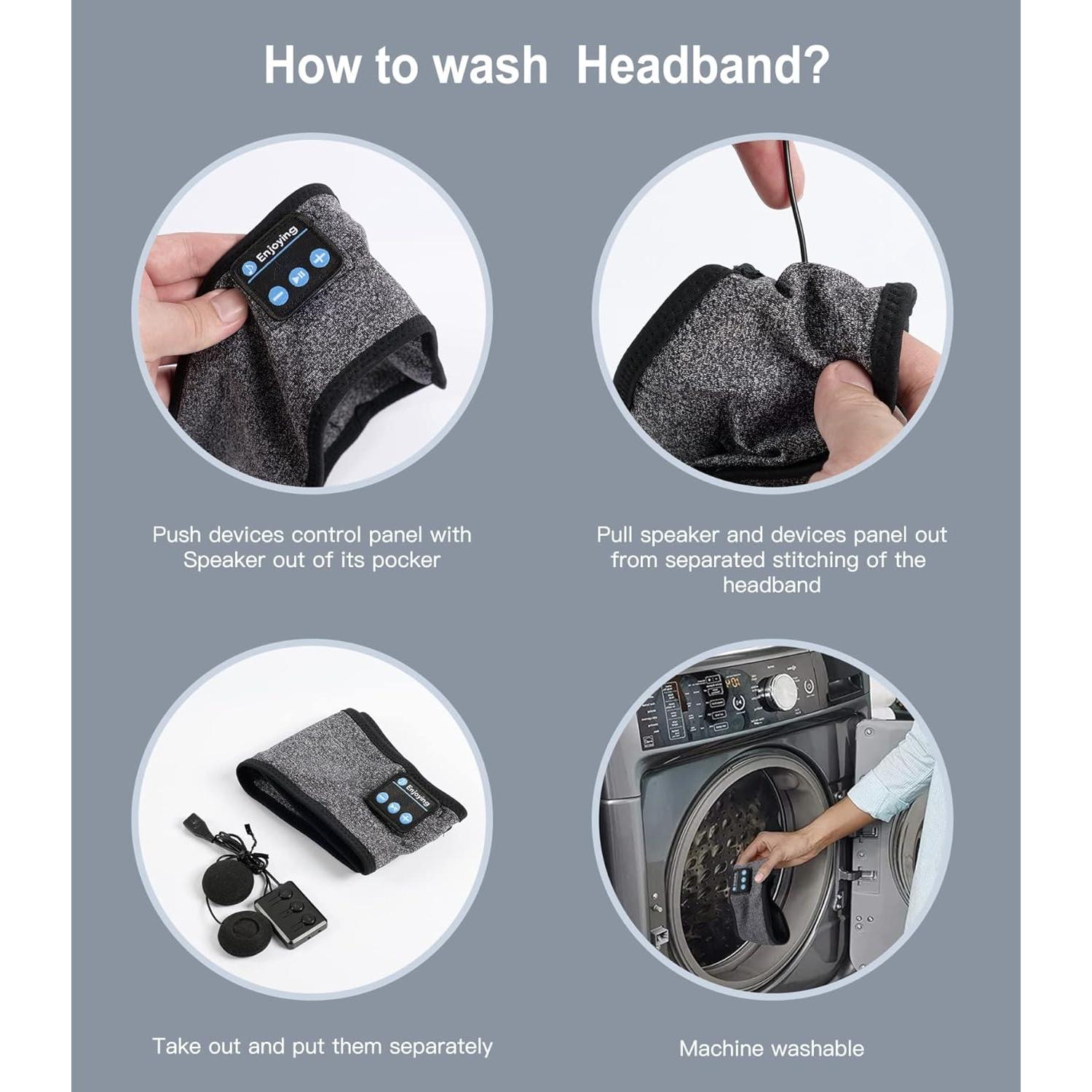 Diadema Bluetooth para Dormir Disfrutando - Cancelación de Ruido, 10h Batería, Unisex, Negro y Gris