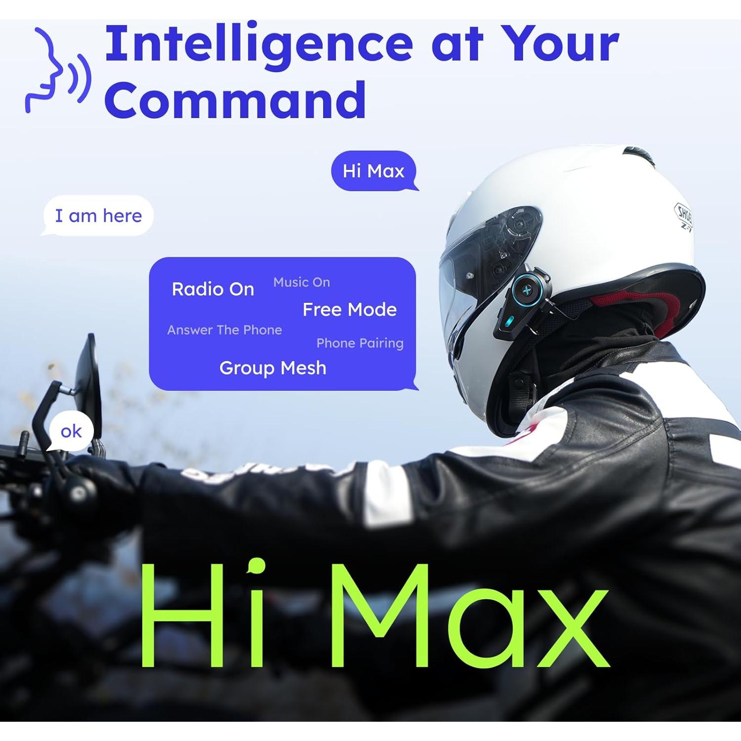 Auricular Bluetooth D10 MAXRUNON para Motocicleta con Control de Voz