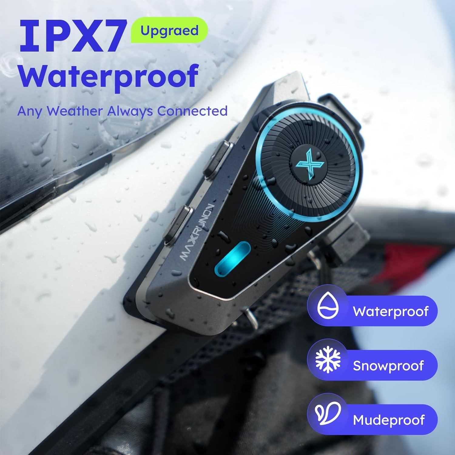 Auricular Bluetooth D10 MAXRUNON para Motocicleta con Control de Voz