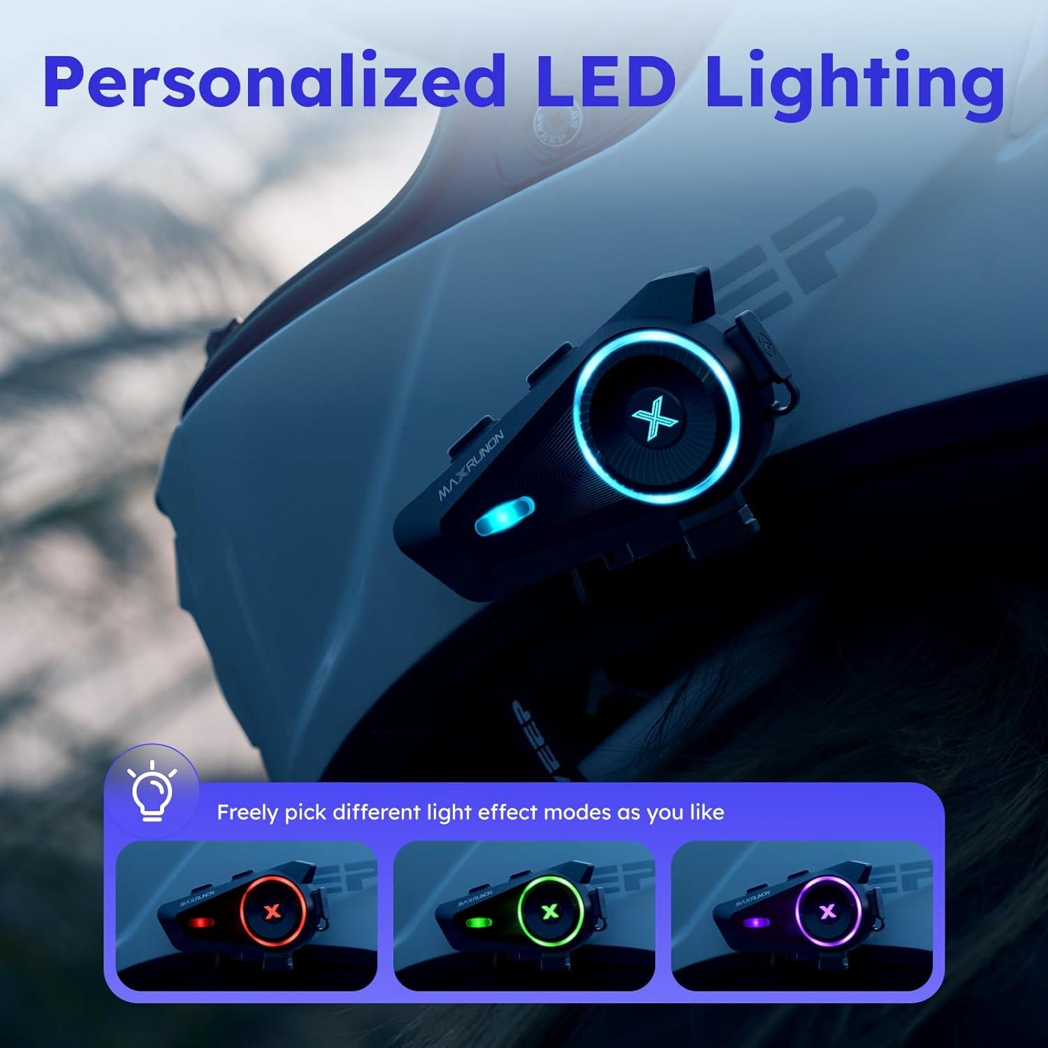 Auricular Bluetooth D10 MAXRUNON para Motocicleta con Control de Voz