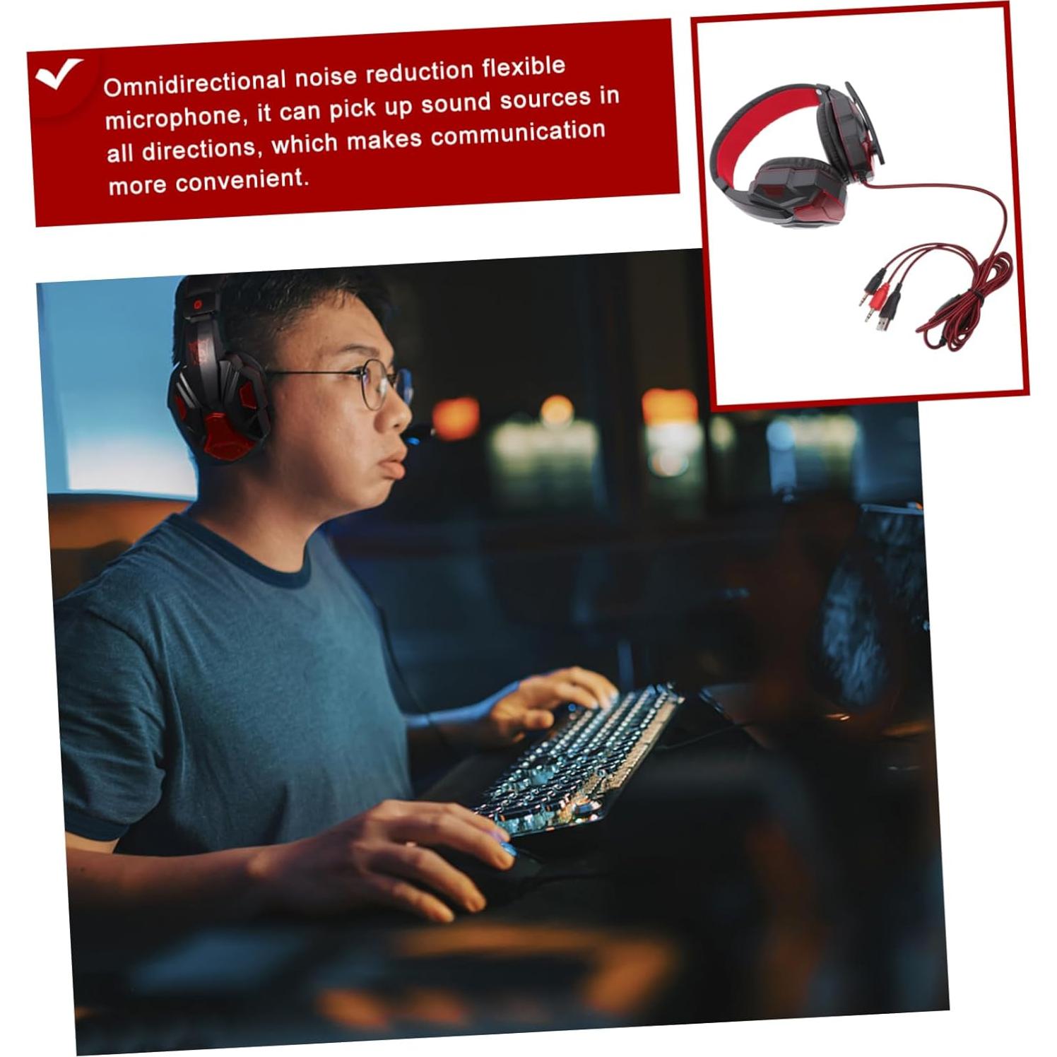 Auriculares para Juegos Tofficu 821QJ1745X7RKM3OU LED Rojo