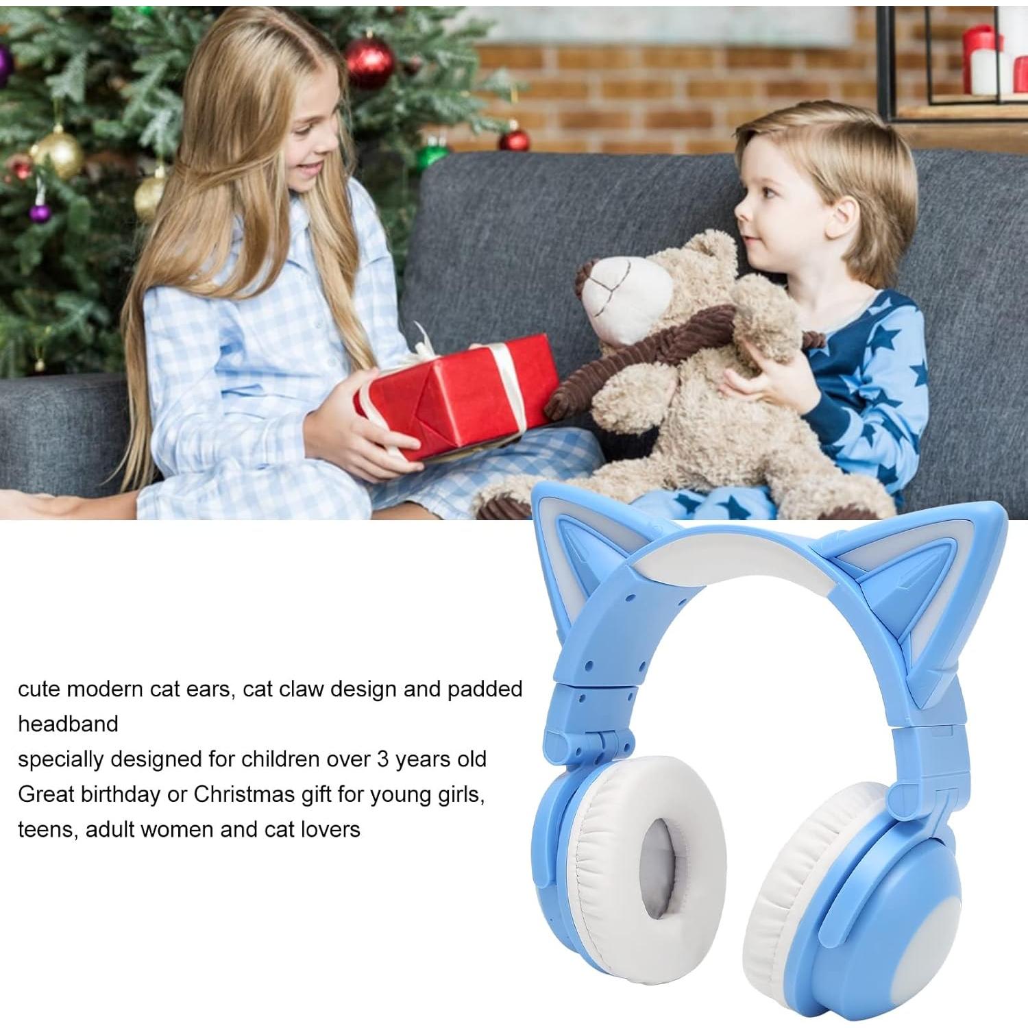 Auriculares Bluetooth con orejas de gato Tangxi Azul 11h batería