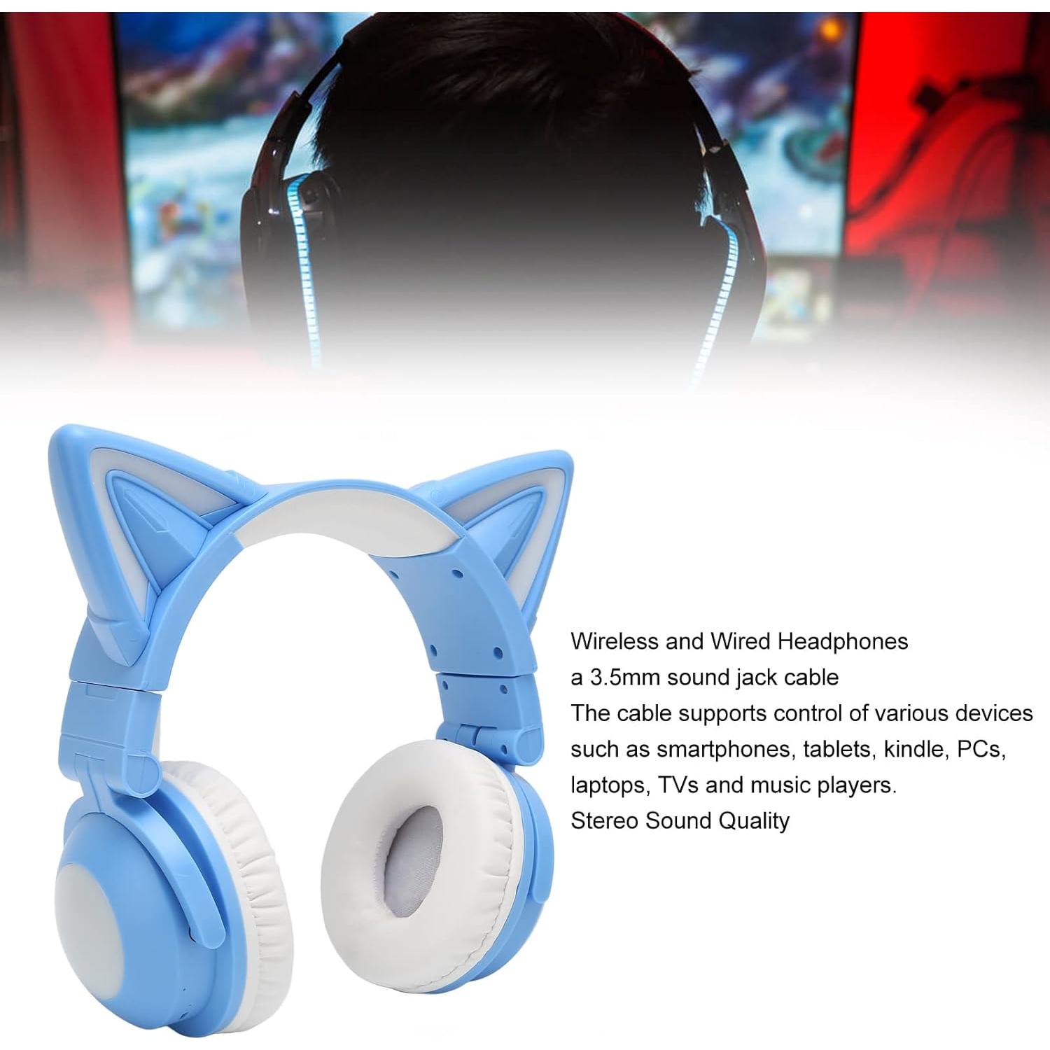 Auriculares Bluetooth con orejas de gato Tangxi Azul 11h batería