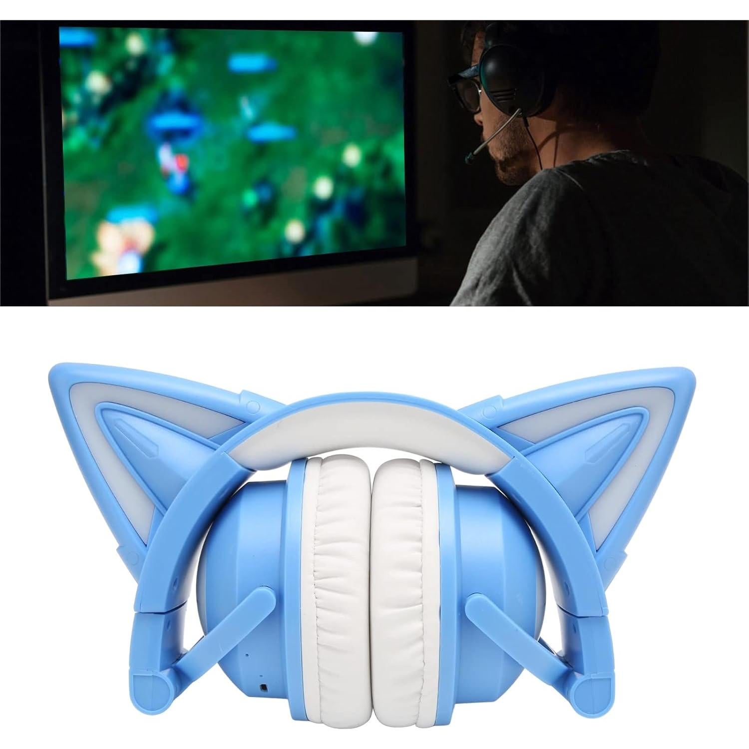 Auriculares Bluetooth con orejas de gato Tangxi Azul 11h batería