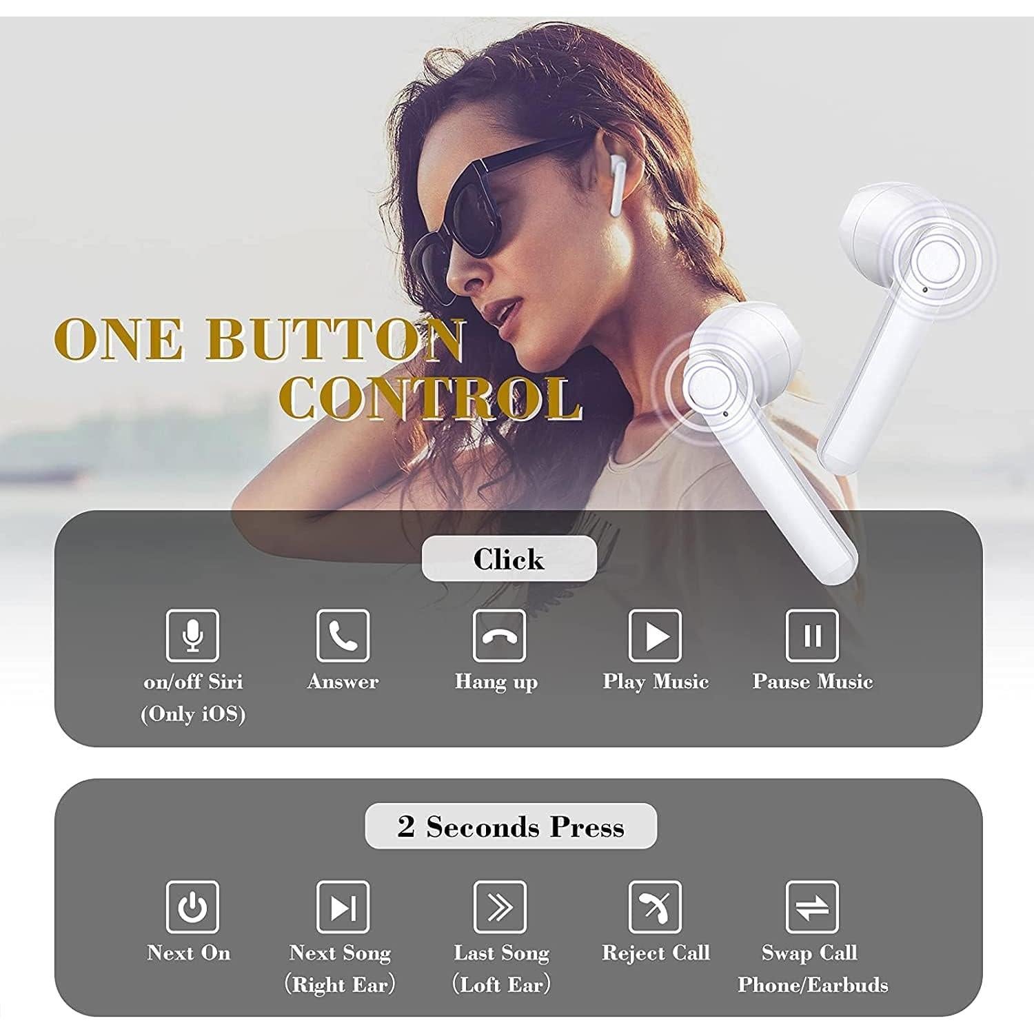 Auriculares Inalámbricos IDAKODU T78 Bluetooth 5.0 IPX8 Blanco