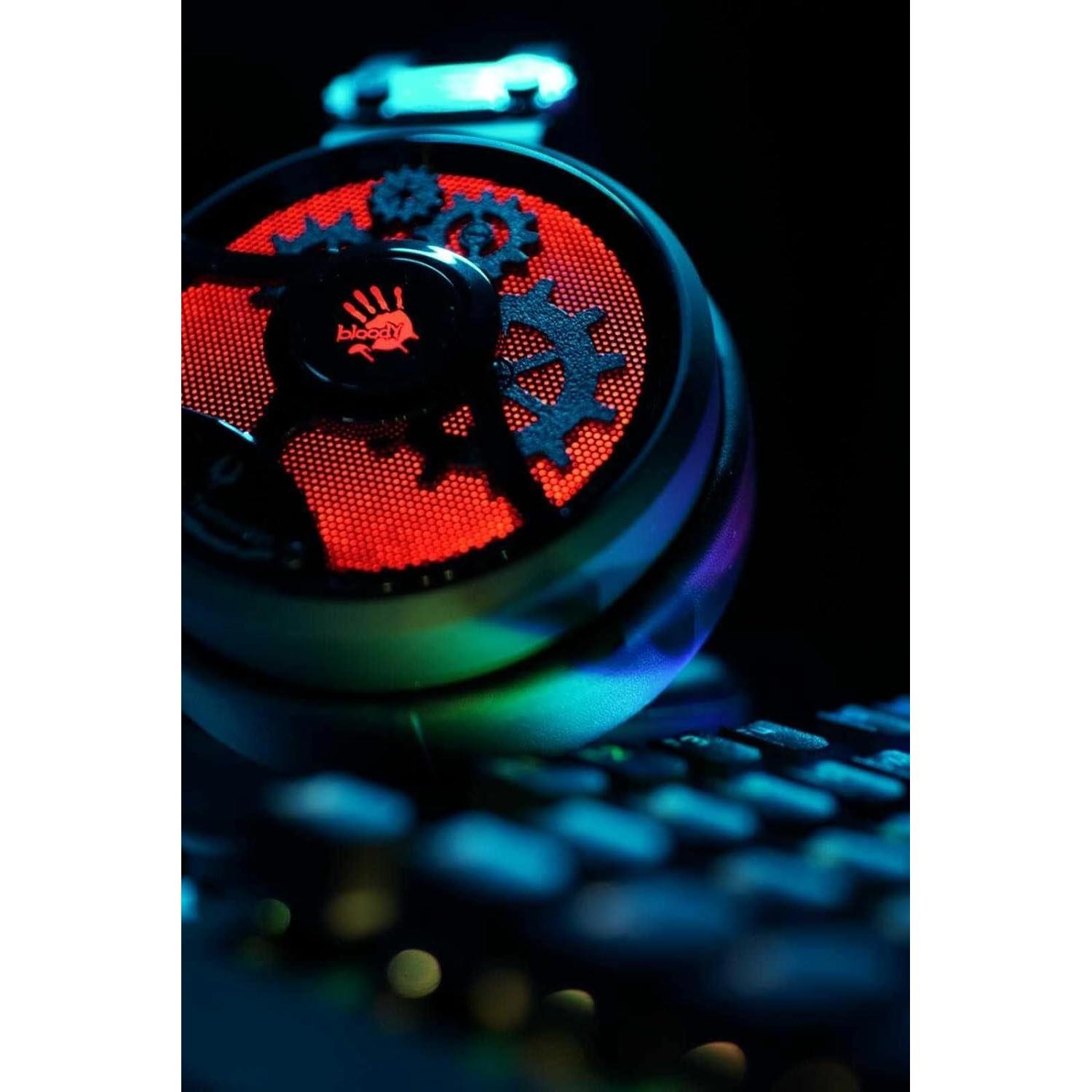 Bloody M660 Gaming Headset 3.5mm Connector - PC/MAC | Mobile | Hyper Surround Sound Range | in-Line mic | Ultra Cloud Plush Over Ear Cuffs | - Red LED USB