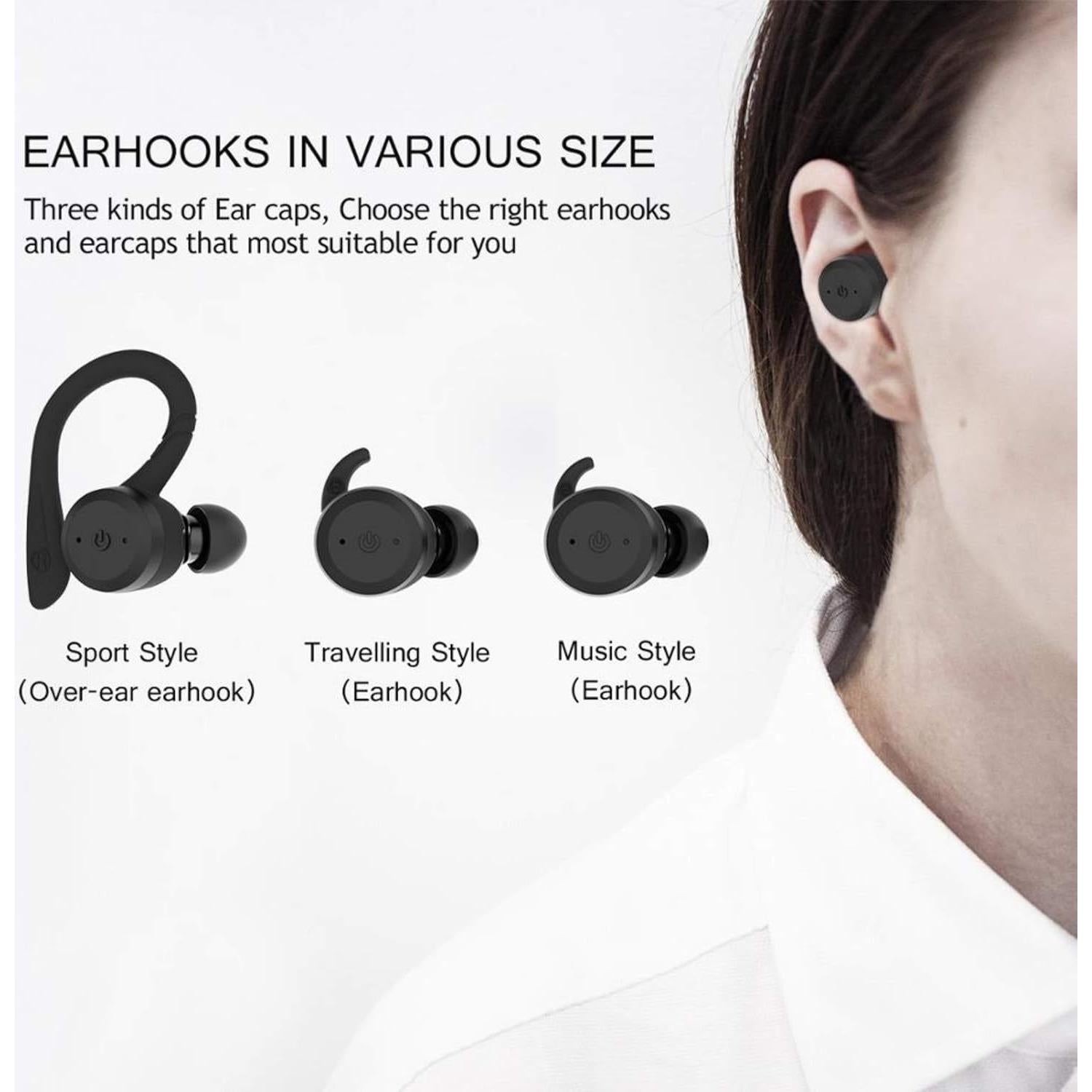 Auriculares Inalámbricos DLW Bluetooth 5.0 Estéreo IPX7 Negro