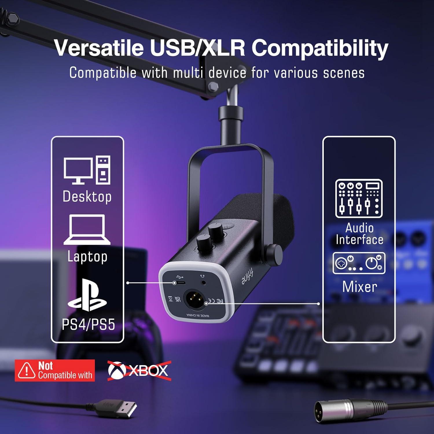 Kit Micrófono Dinámico XLR/USB FIFINE AM8T+H8 con Auriculares