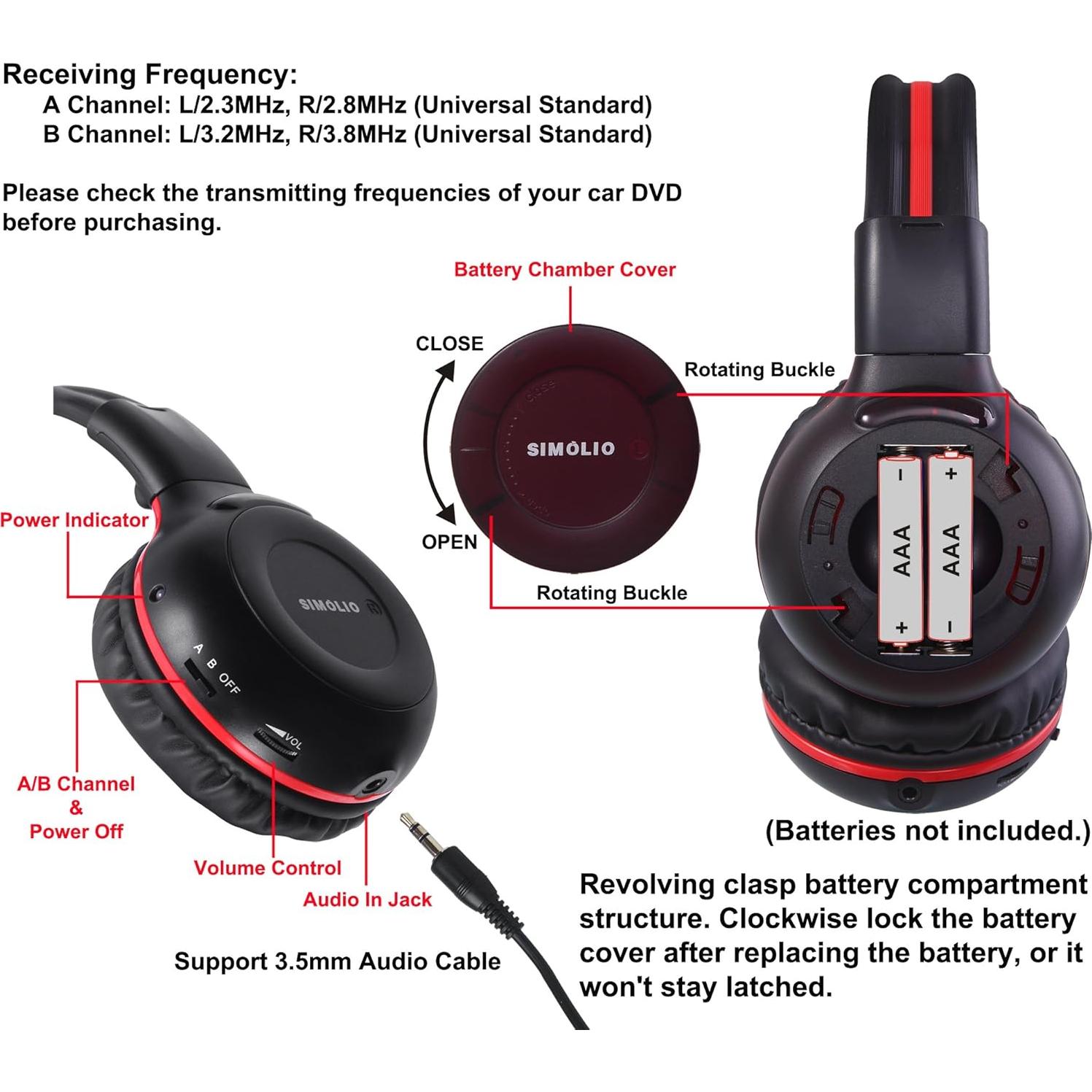 Auriculares Infrarrojos Inalámbricos SIMOLIO + Adaptador Bluetooth 3.5mm