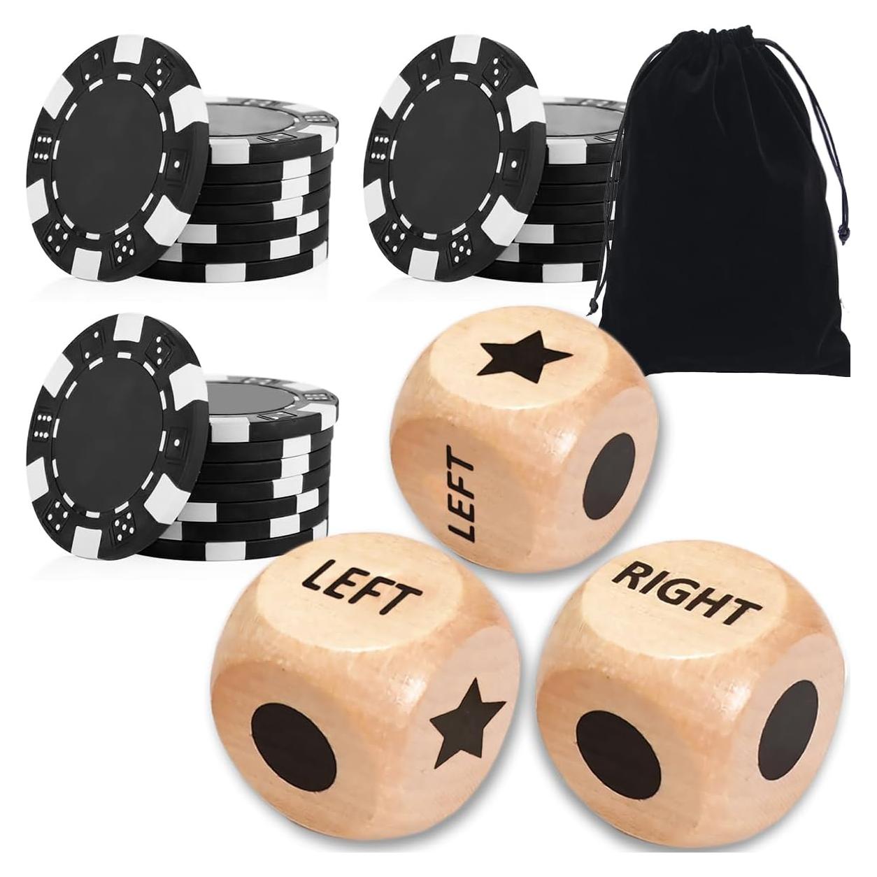 Juego de Dados y Fichas ZLIXING 3 Dados 24 Fichas Póker