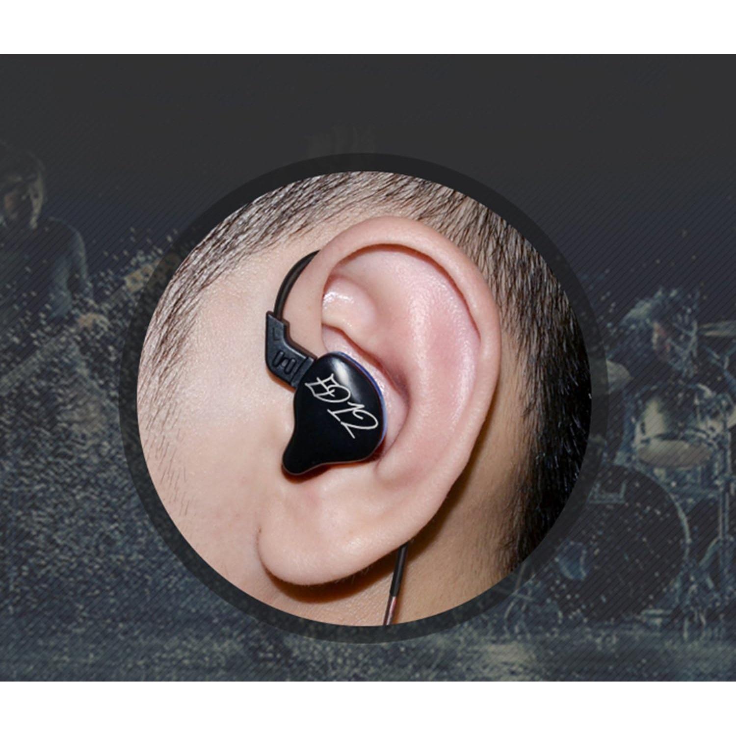 KZ ED12 in-Ear Headphones (Earphones/Earbuds/Headset) Compatible,Black (Black Without Mic)