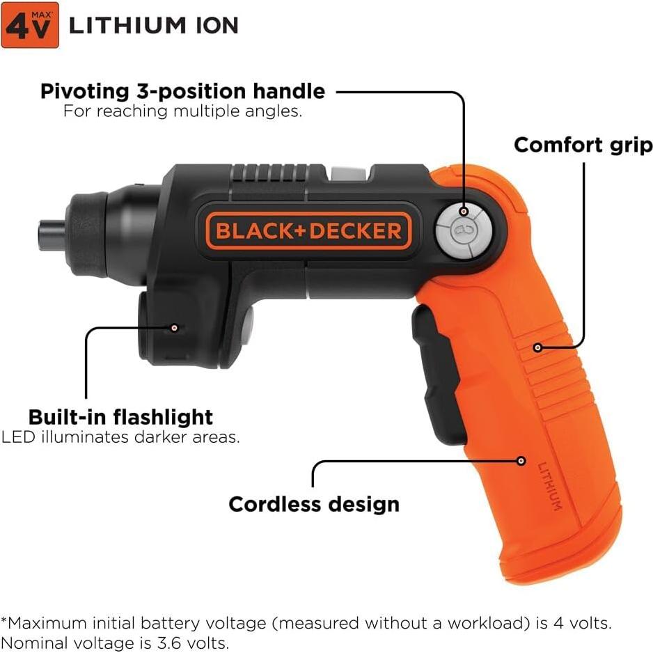 Destornillador Inalámbrico 4V MAX BLACK+DECKER BDCSFL20C