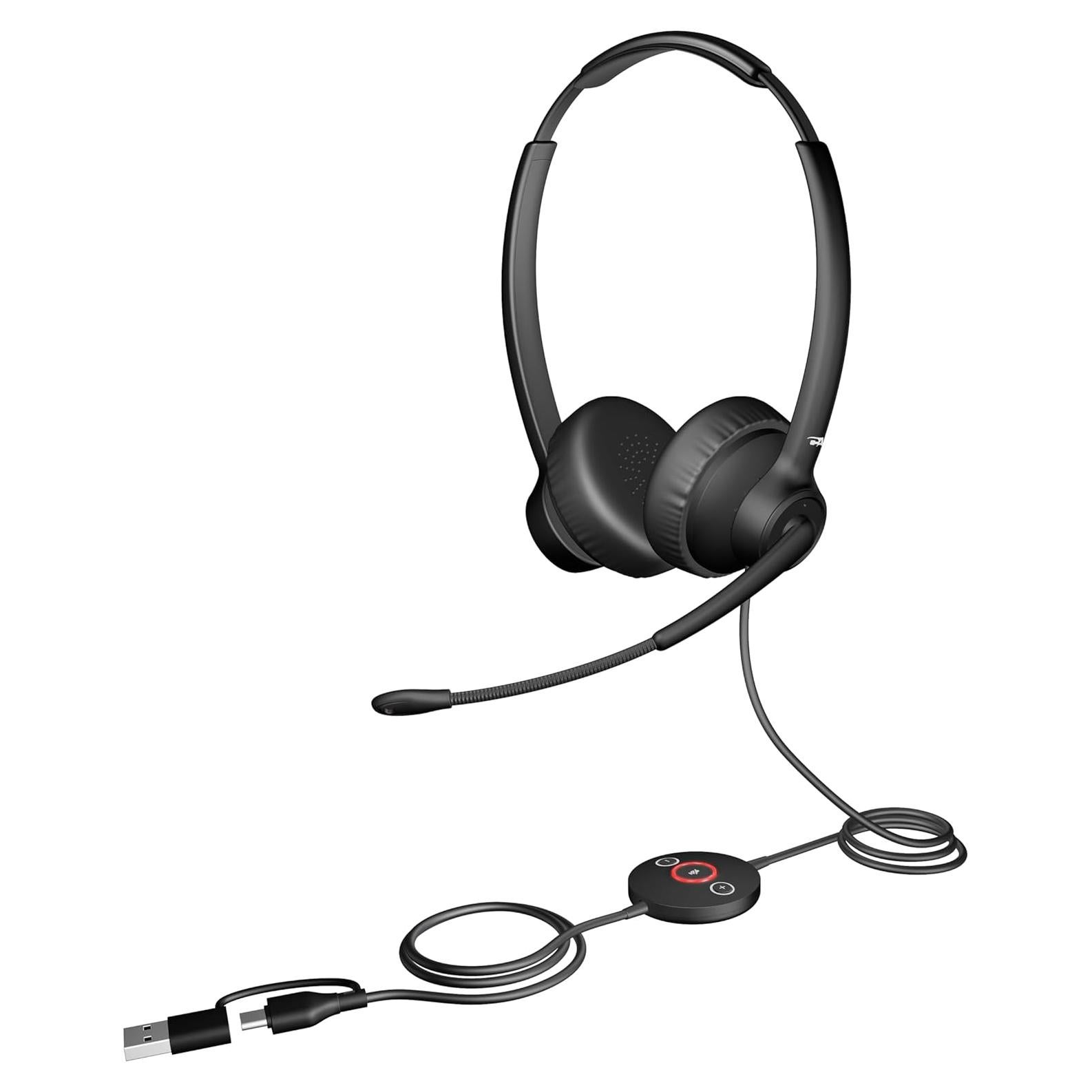 Auriculares USB-C Cyber Acoustics AC-304C con micrófono AI