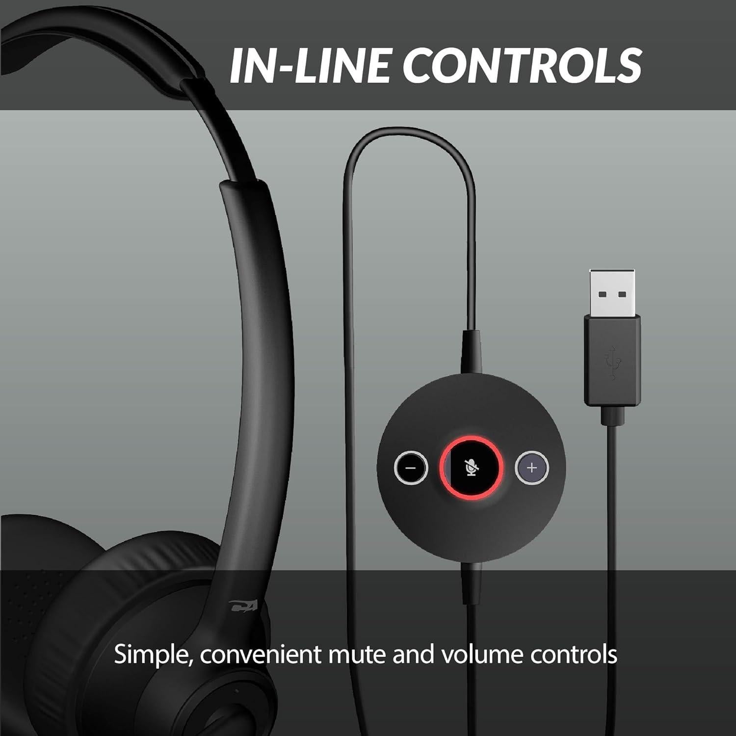 Auriculares USB-C Cyber Acoustics AC-304C con micrófono AI