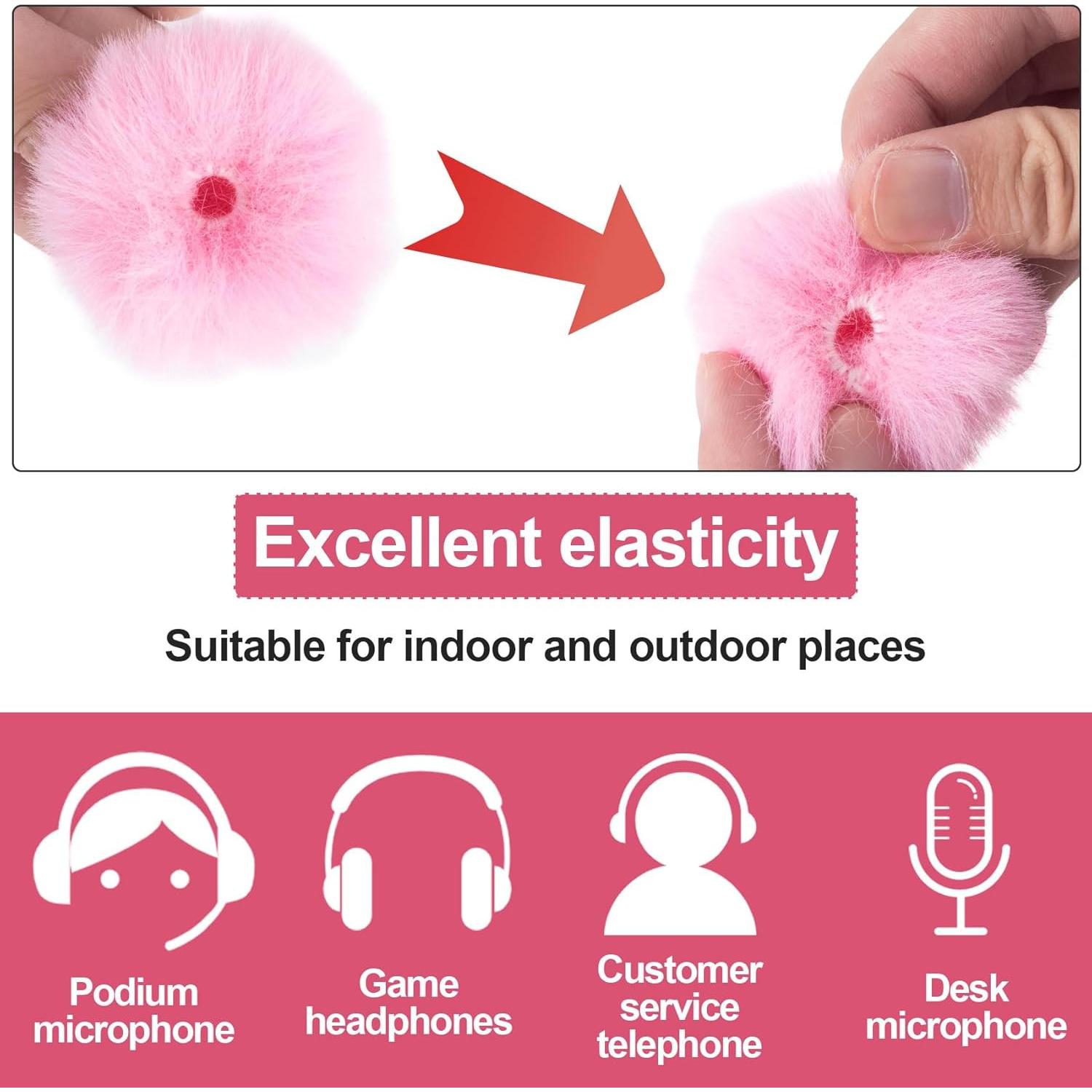 Funda de Micrófono Rosa PAGOW 2 Pcs con Pelaje y Reducción de Ruido