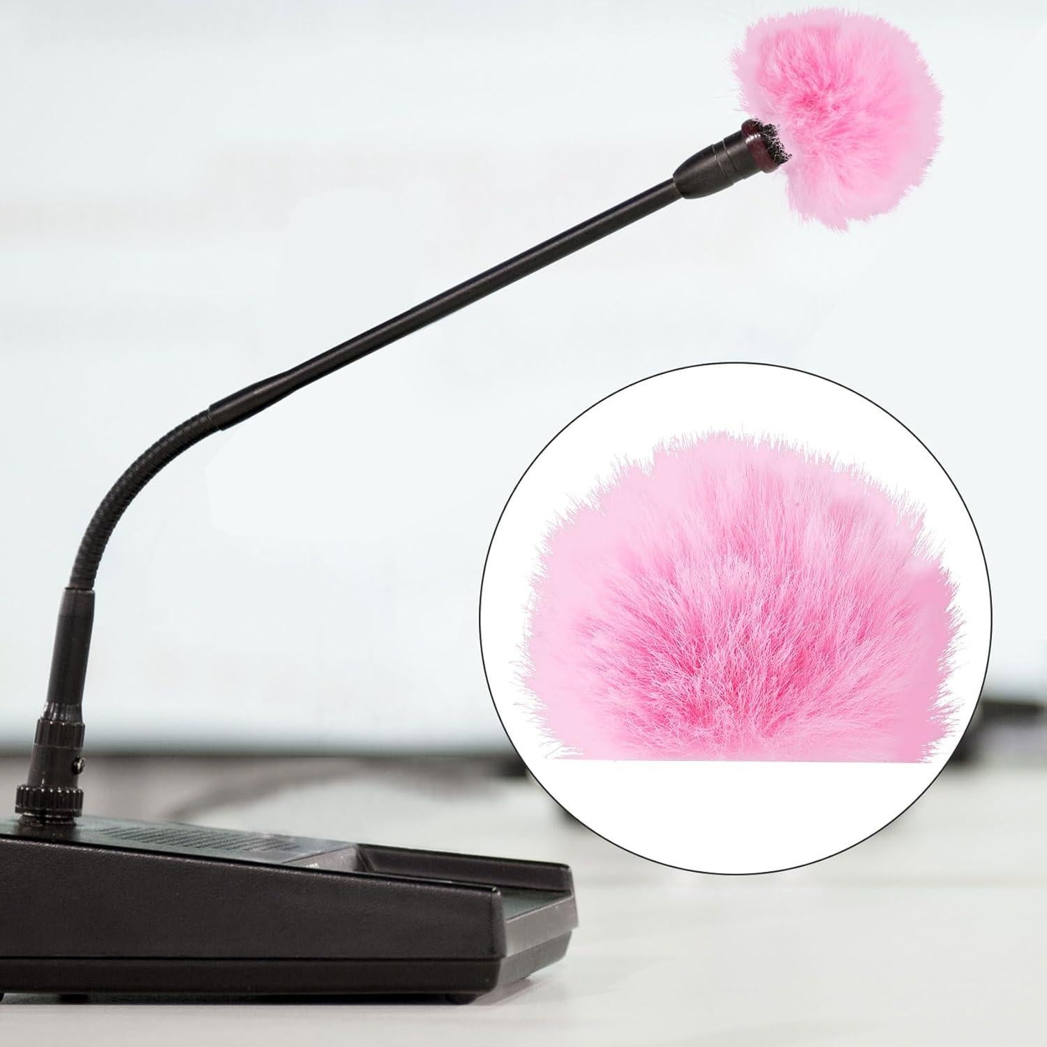 Funda de Micrófono Rosa PAGOW 2 Pcs con Pelaje y Reducción de Ruido