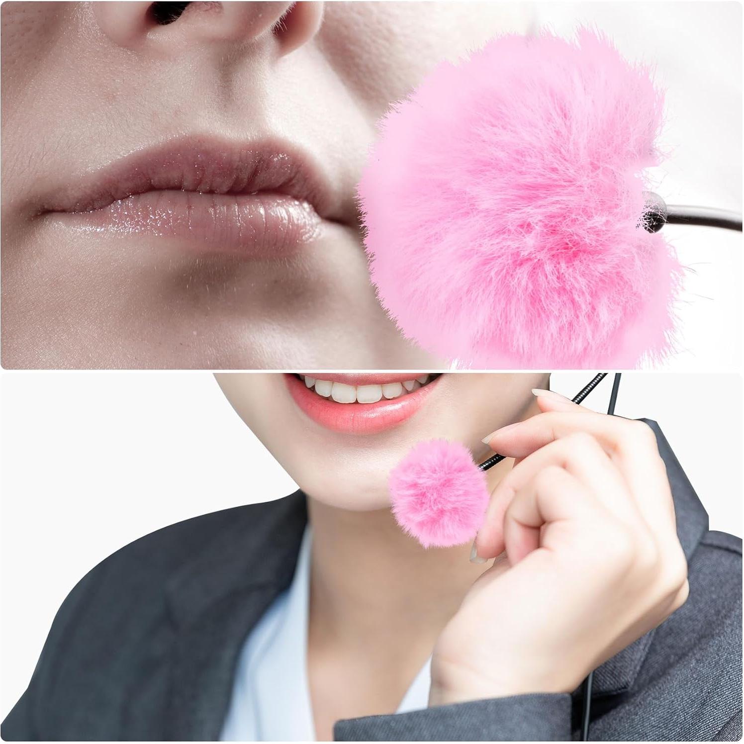 Funda de Micrófono Rosa PAGOW 2 Pcs con Pelaje y Reducción de Ruido