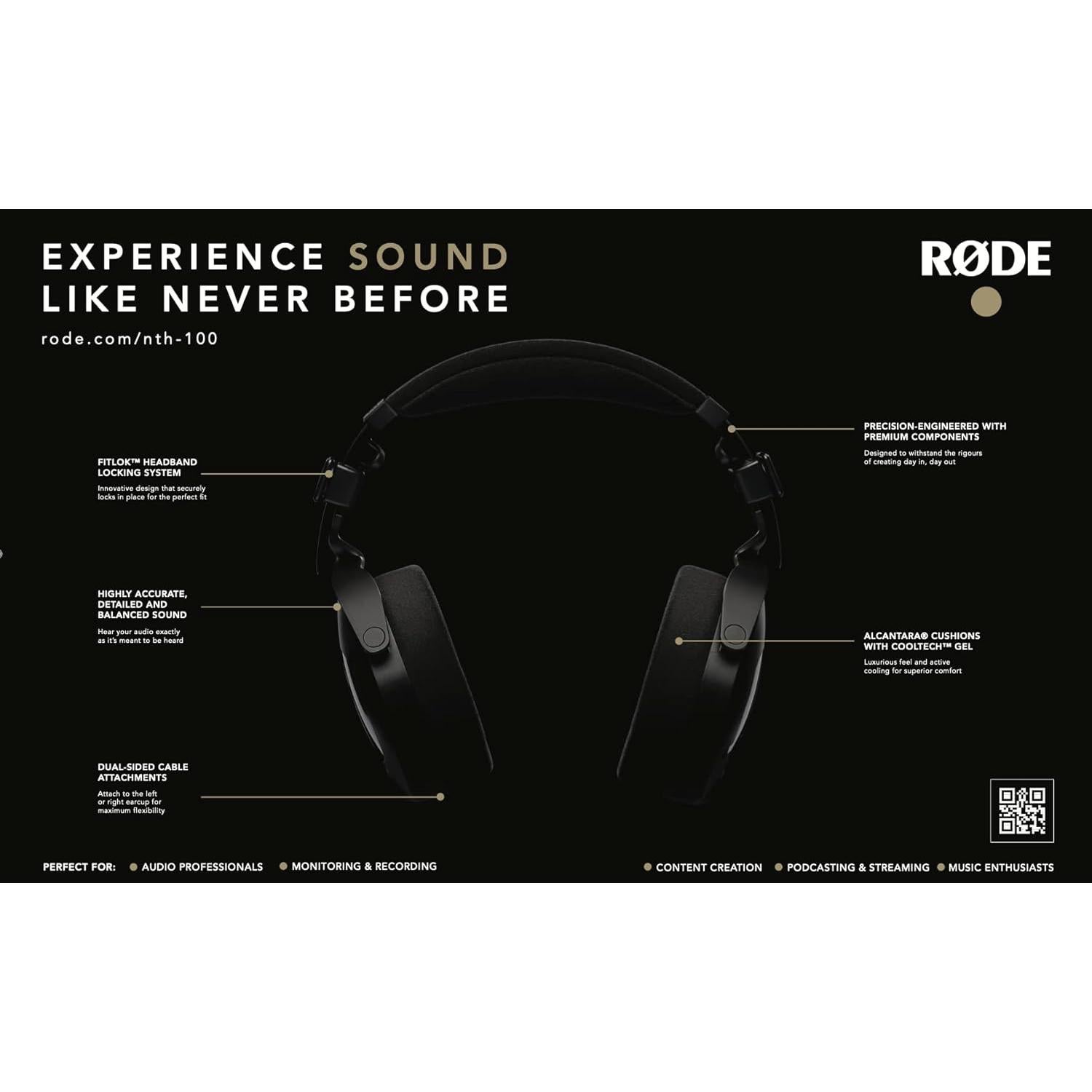 Rode NTH-100 Professional Over-Ear Headphones with Rode NT-USB Mini USB Condenser Microphone and StreamEye Polishing Cloth