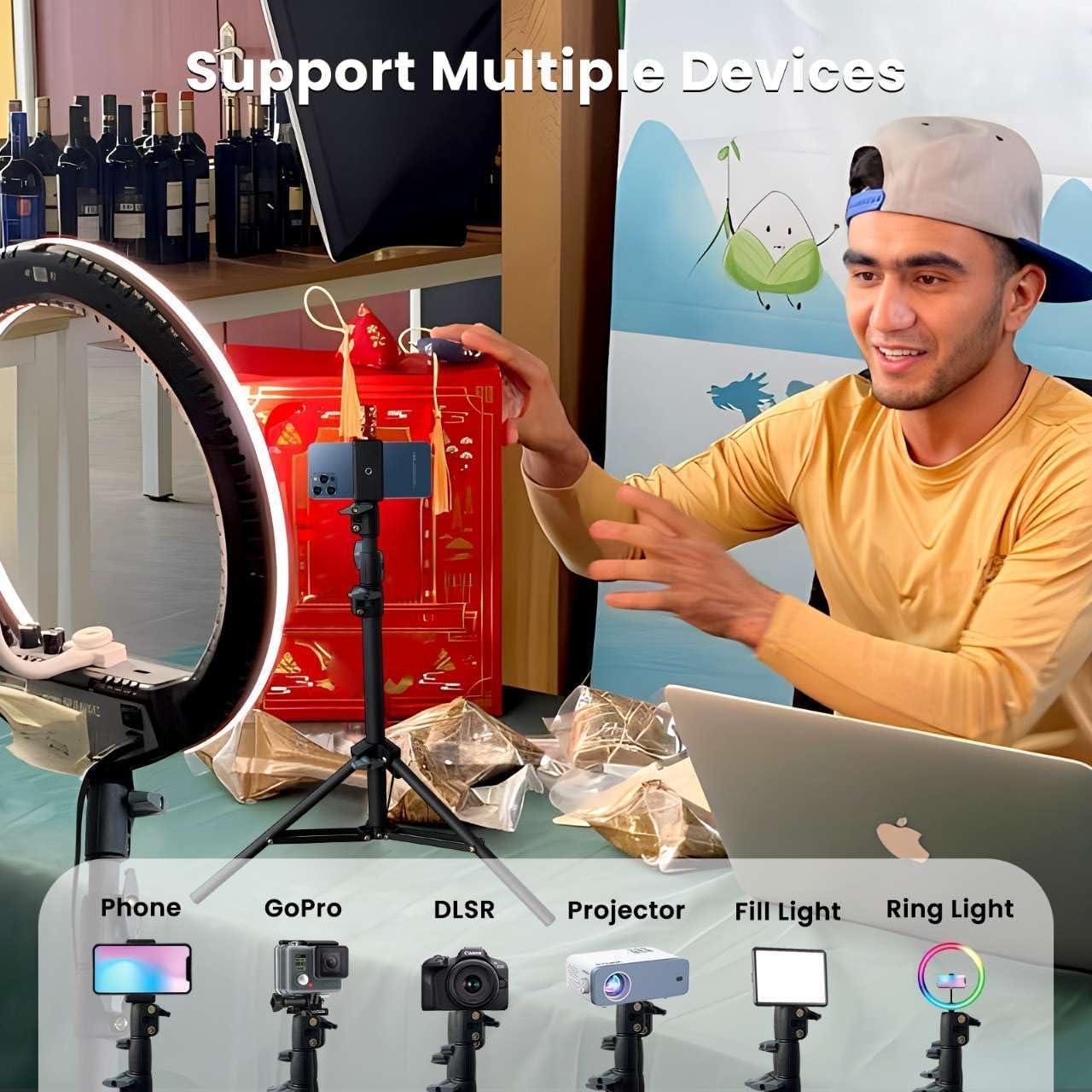 Trípode Ajustable TONSNVITAE para Teléfono y Cámara 44.96-119.88 cm