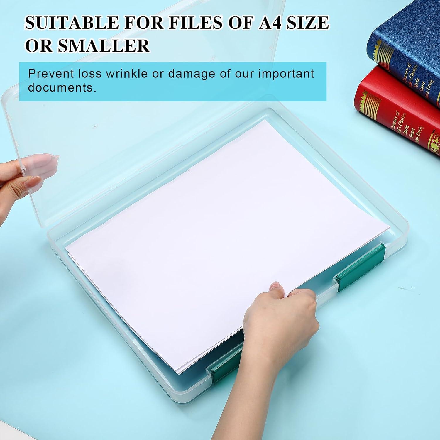 PerKoop 6 Cajas de Archivo Transparentes A4 con Hebilla Verde