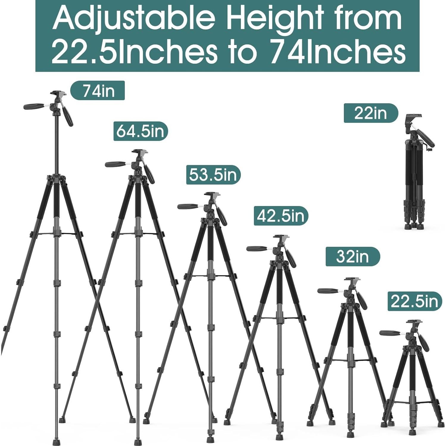 Trípode UBeesize 187.96 cm para Cámara y Teléfono con Control Remoto