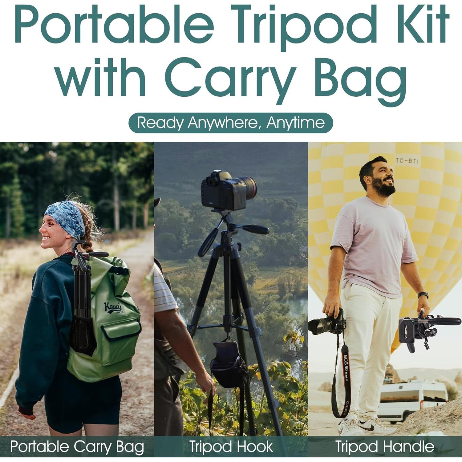 Trípode UBeesize 187.96 cm para Cámara y Teléfono con Control Remoto