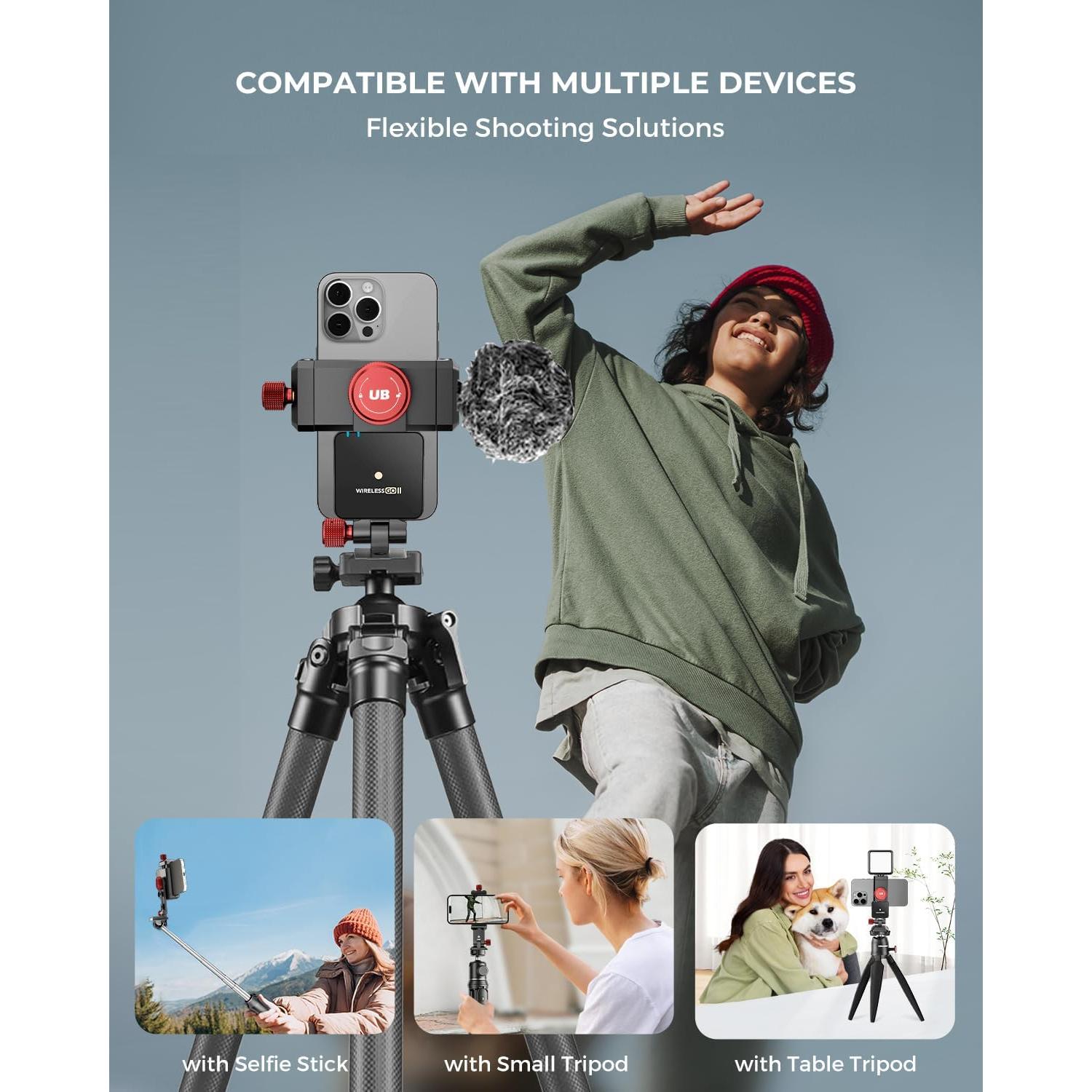 Soporte de trípode UBeesize para teléfono 360° con zapatas frías