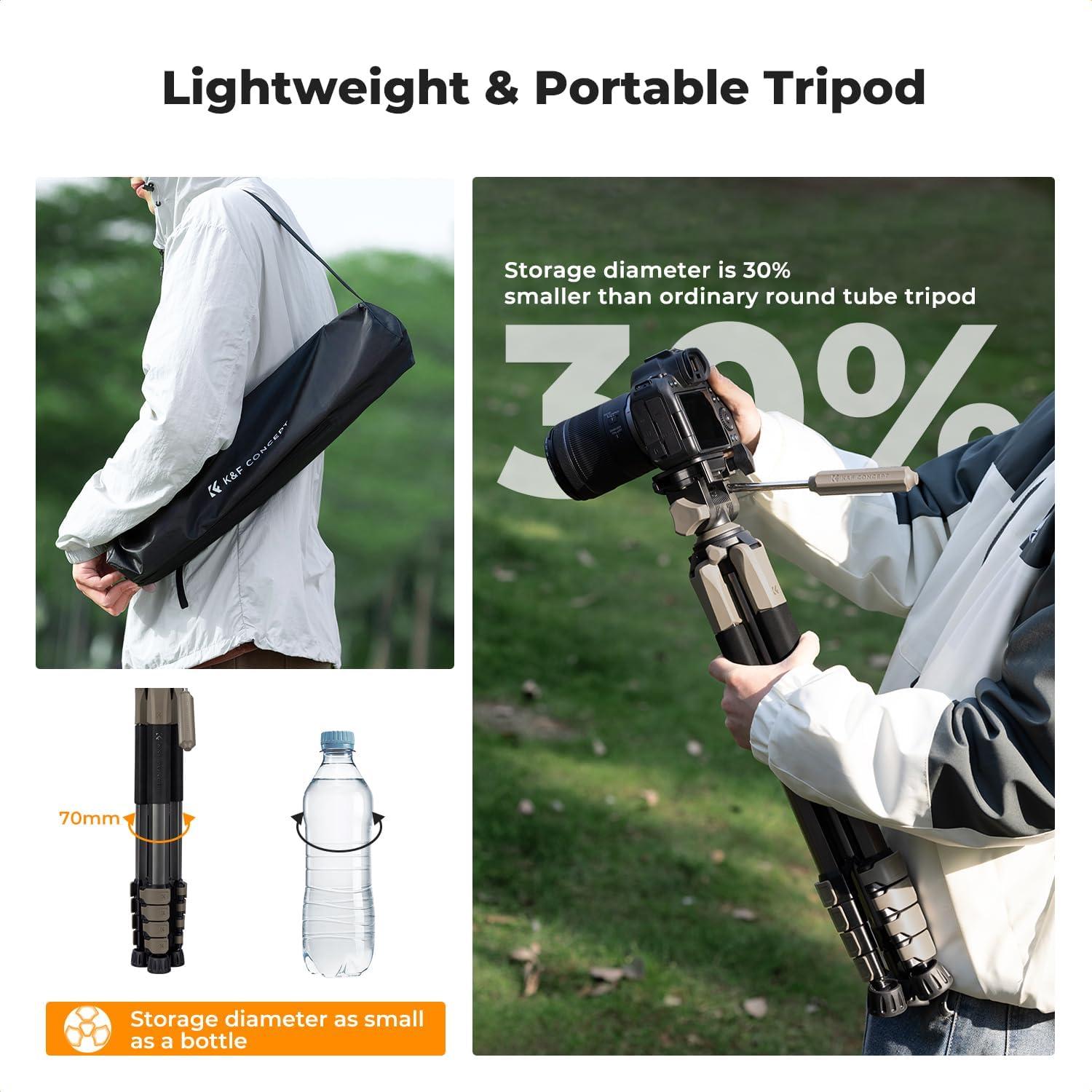 Trípode K&F Concept S255A3+BV01 para cámara 75" ligero