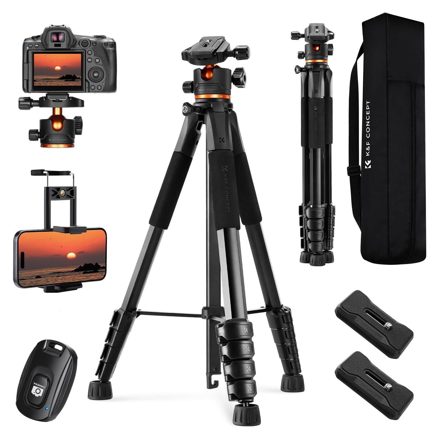 Trípode K&F Concept S255A3+BH-36 para Cámara y Smartphone