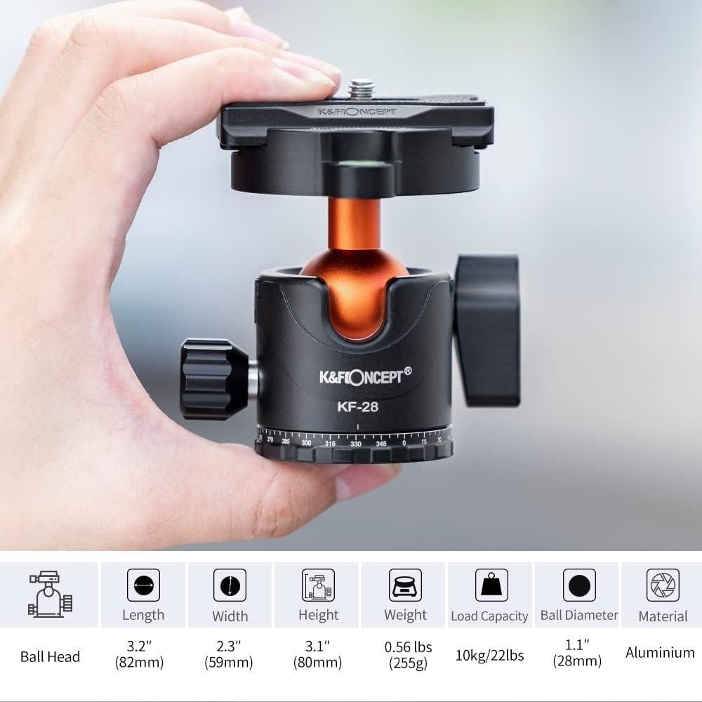 Trípode K&F Concept 160 cm Fibra de Carbono 10kg Monopie