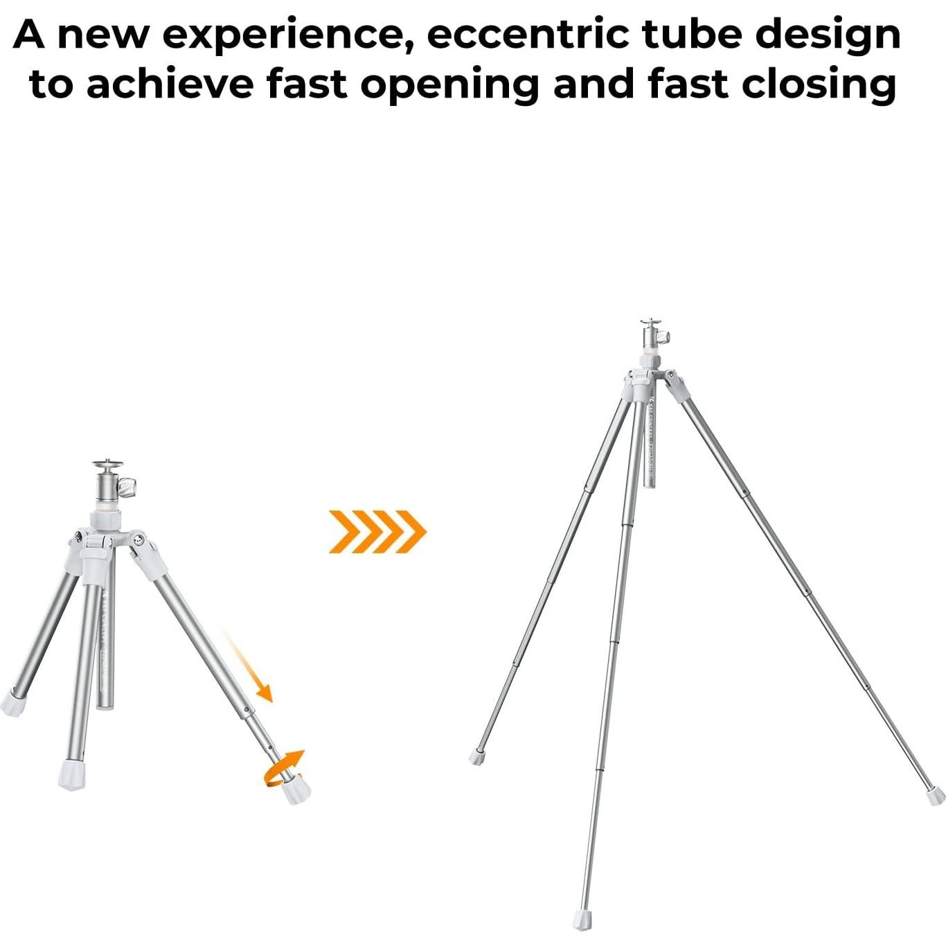 Trípode K&F Concept 170cm 2-en-1 Ligero con Soporte Smartphone