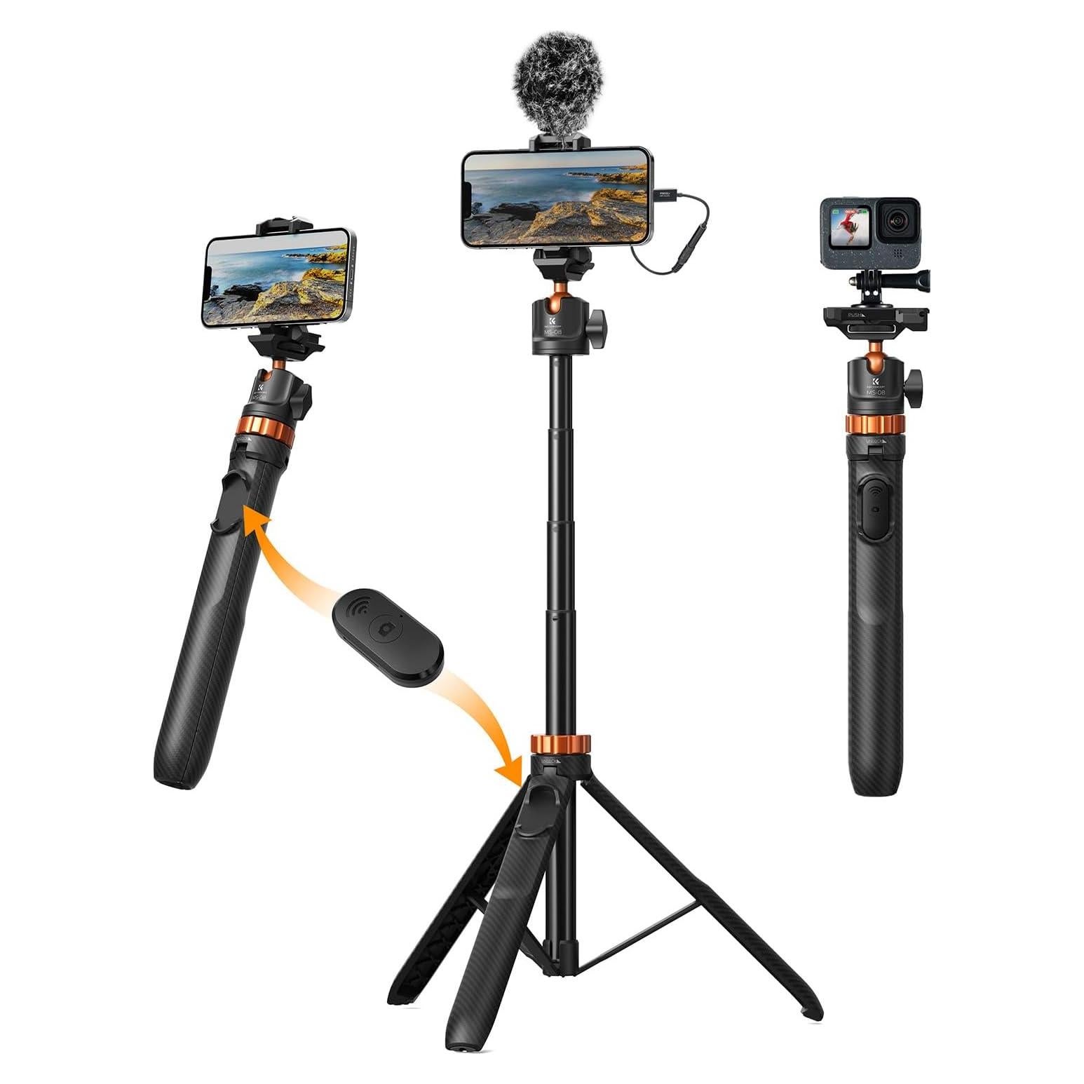 Trípode Selfie Stick K&F Concept 1.59m con Control Remoto