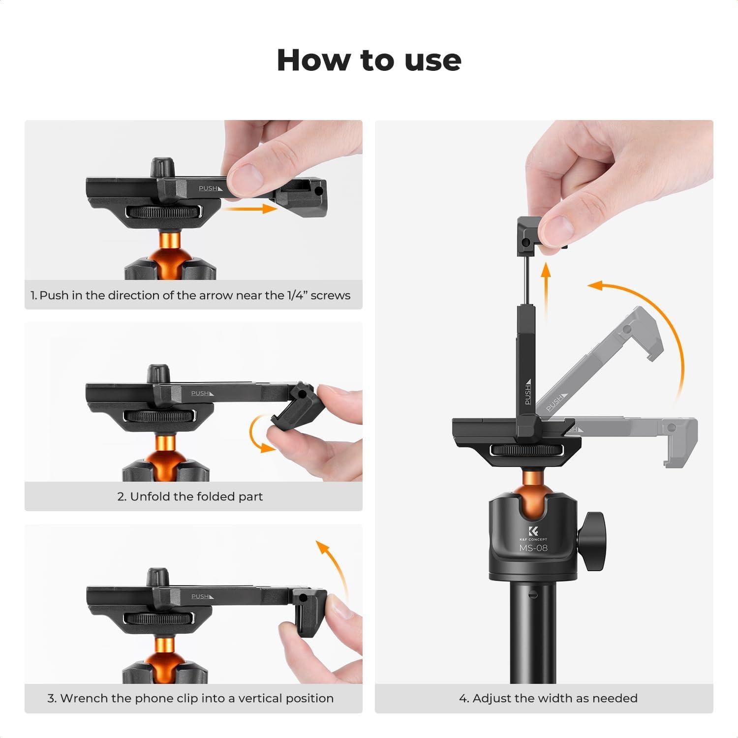 Trípode Selfie Stick K&F Concept 1.59m con Control Remoto