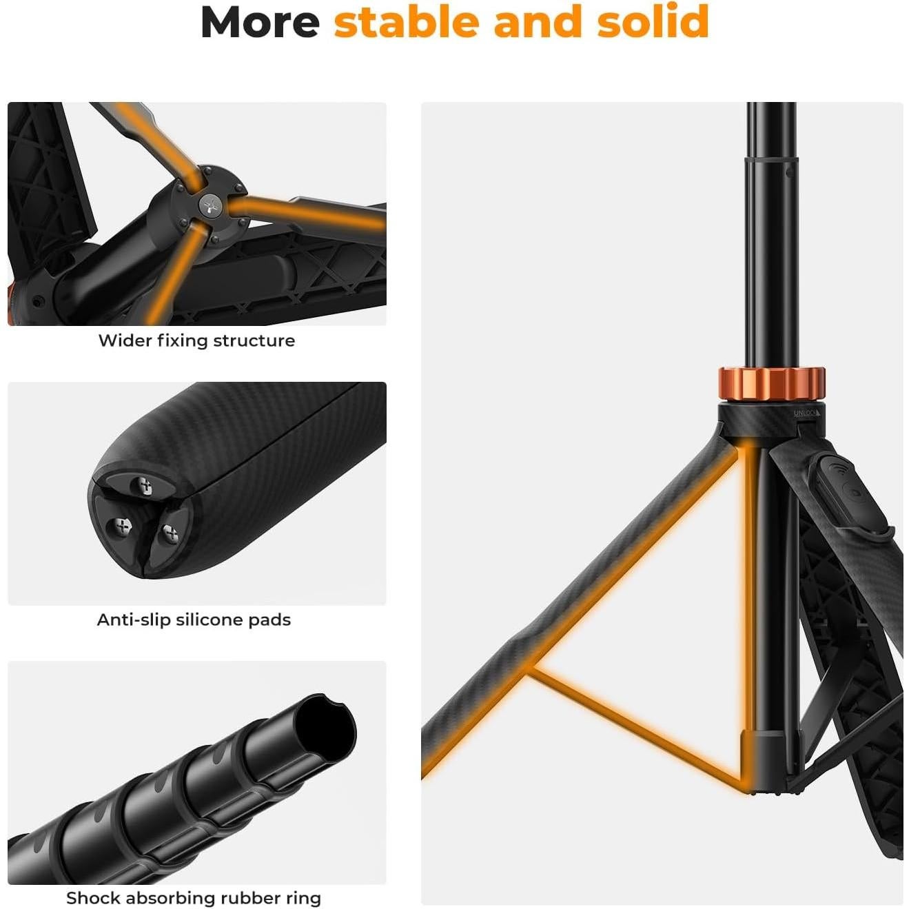 Trípode Selfie Stick K&F Concept 1.59m con Control Remoto