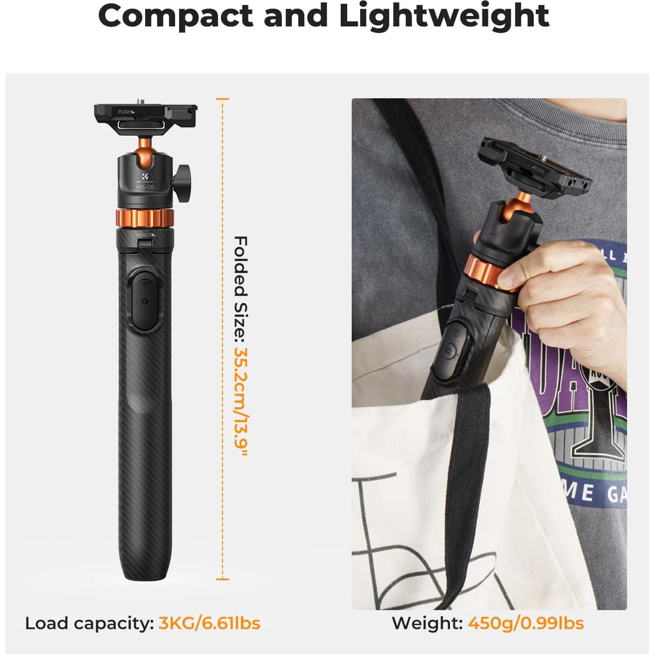 Trípode Selfie Stick K&F Concept 1.59m con Control Remoto