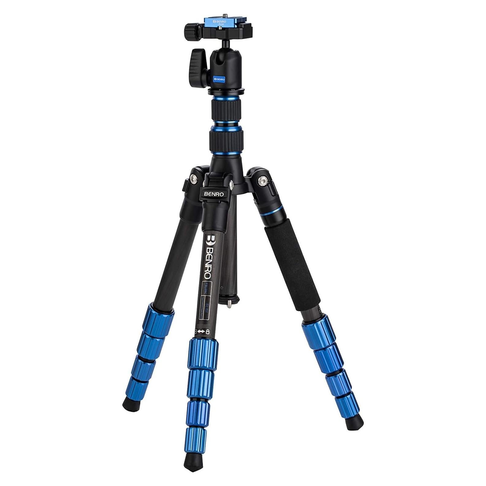 Benro Slim Travel FSL09CN00 Carbon Fiber Tripod Kit – Lightweight 5-Section Tripod with N00 Ball Head, Arca-Swiss Plate, Reverse Folding Legs & Case for DSLR & Mirrorless Cameras