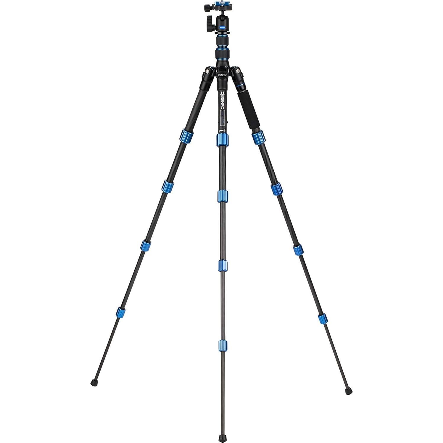 Benro Slim Travel FSL09CN00 Carbon Fiber Tripod Kit – Lightweight 5-Section Tripod with N00 Ball Head, Arca-Swiss Plate, Reverse Folding Legs & Case for DSLR & Mirrorless Cameras
