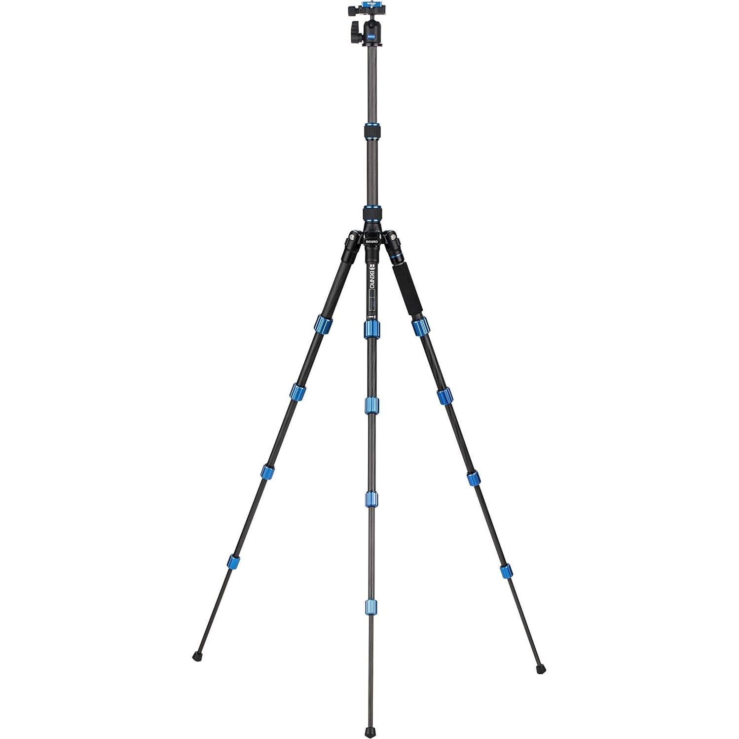 Benro Slim Travel FSL09CN00 Carbon Fiber Tripod Kit – Lightweight 5-Section Tripod with N00 Ball Head, Arca-Swiss Plate, Reverse Folding Legs & Case for DSLR & Mirrorless Cameras