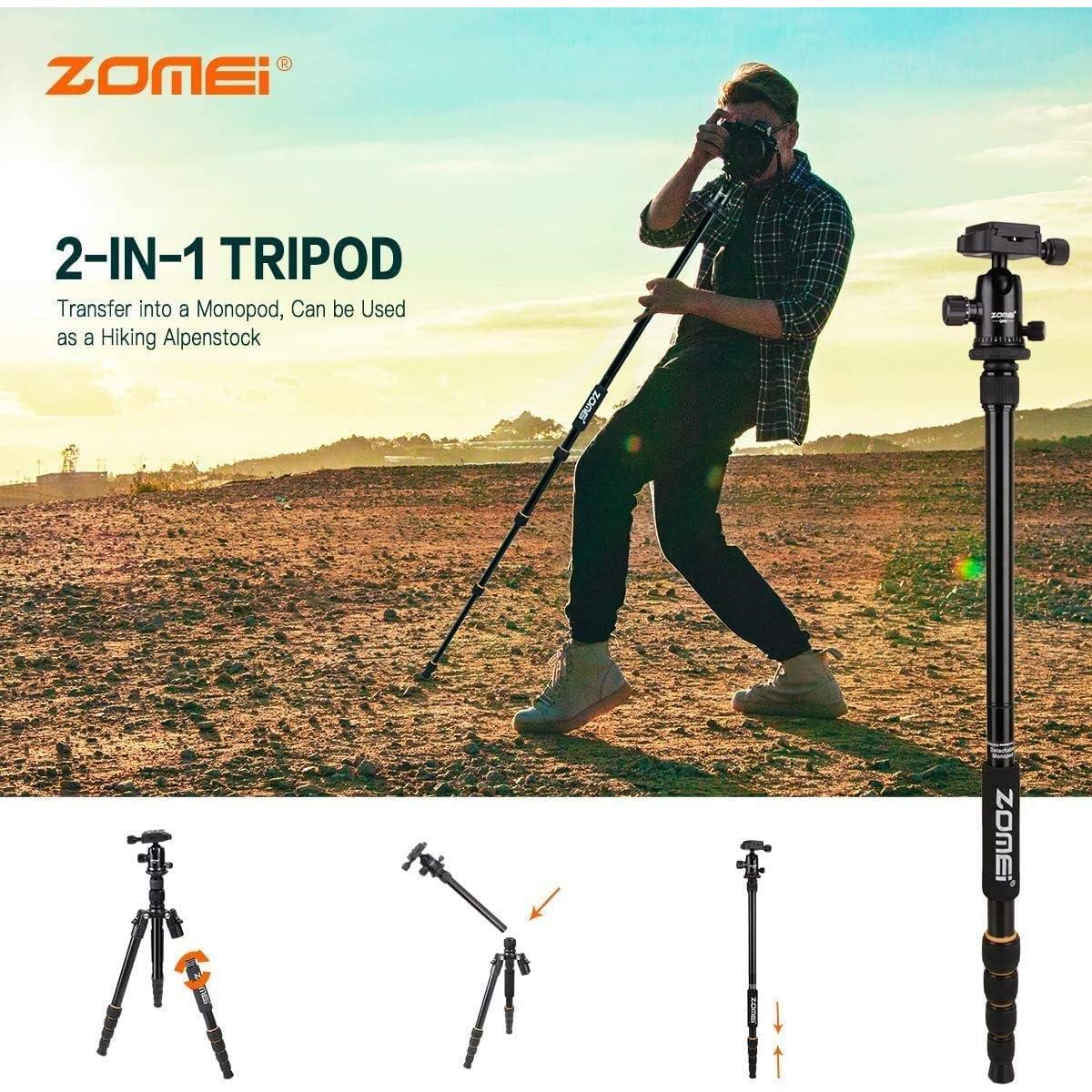 Trípode ZOMEi Q666 62" Ligero para DSLR con Cabezal de Bola