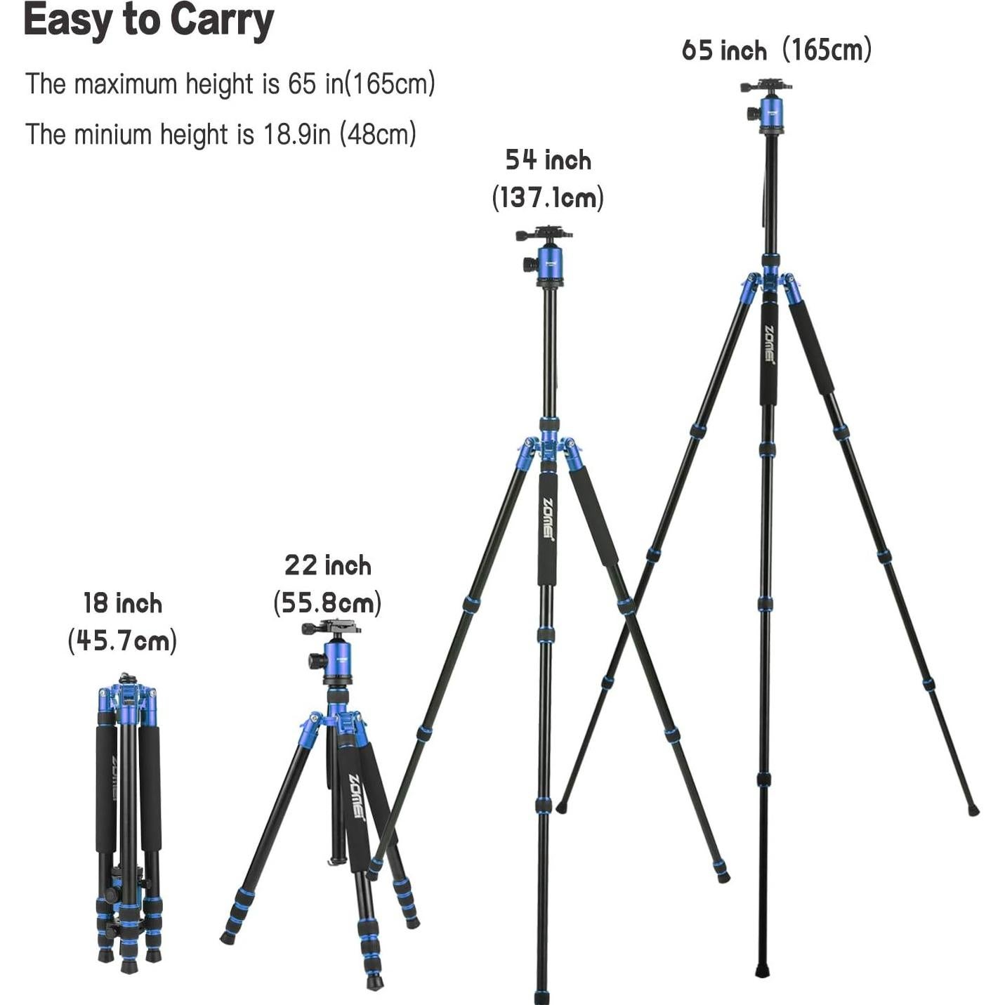 Trípode ZOMEI Z818 de Aluminio 165 cm Ligero 1.58 kg