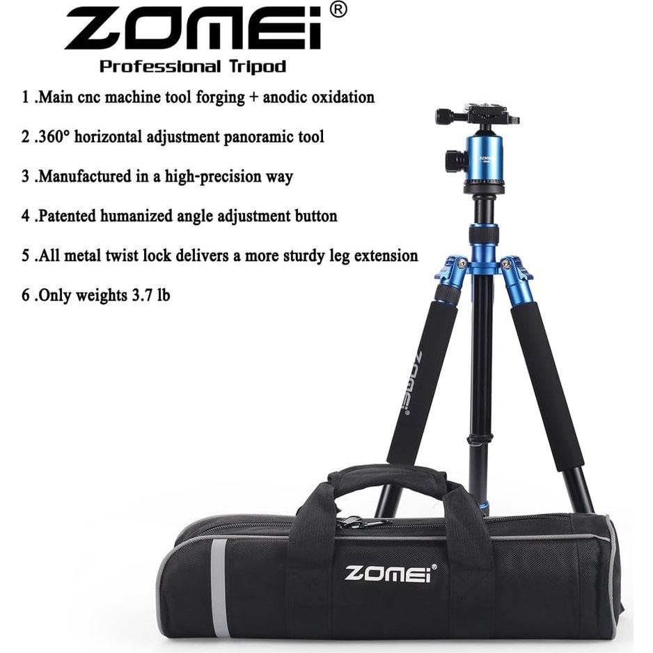Trípode ZOMEI Z818 de Aluminio 165 cm Ligero 1.58 kg