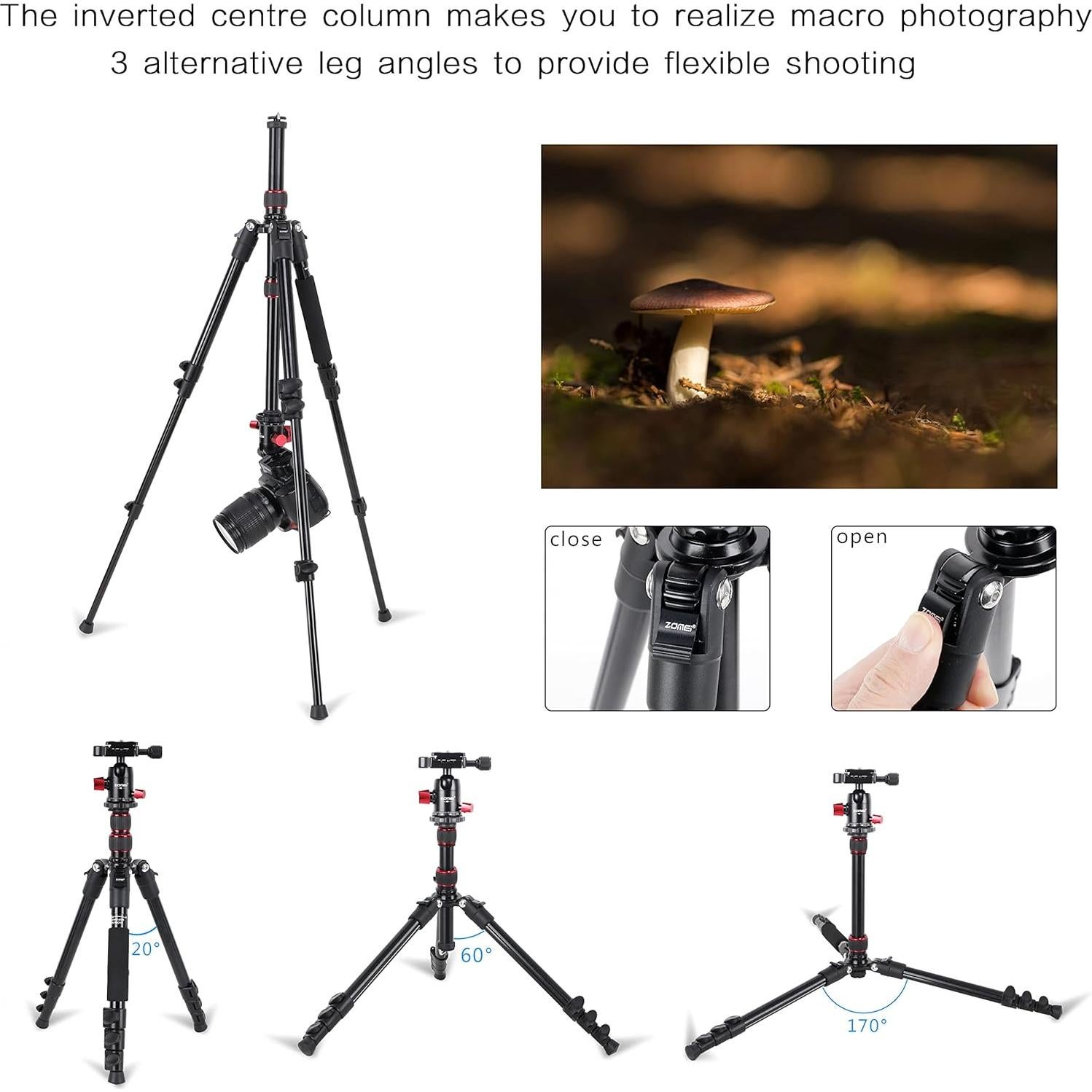 Trípode ZOMEI M5 de Aluminio Ligero para Cámara y Smartphone